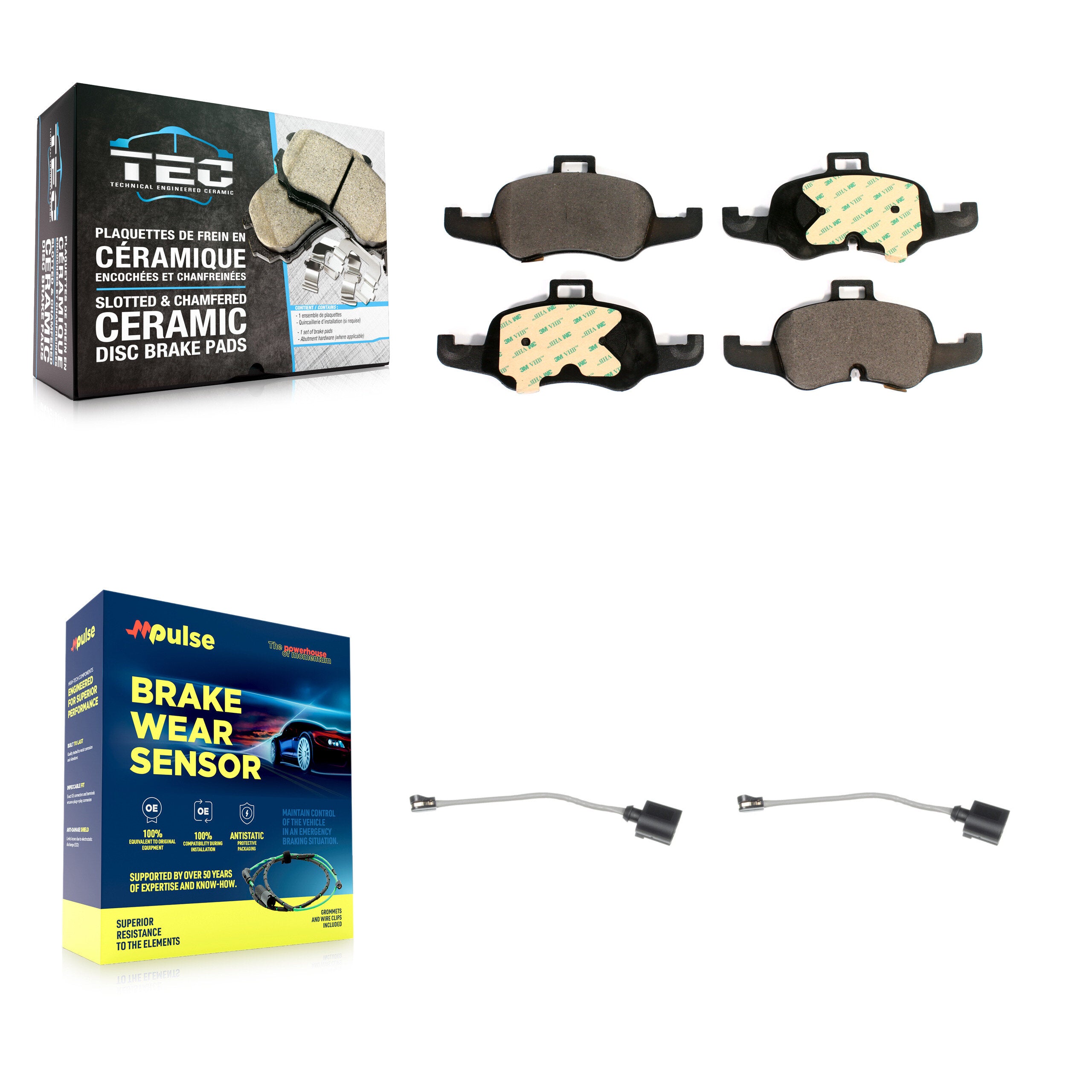 Front Ceramic Disc Brake Pads And Wear Sensors Kit For Audi TTS Quattro