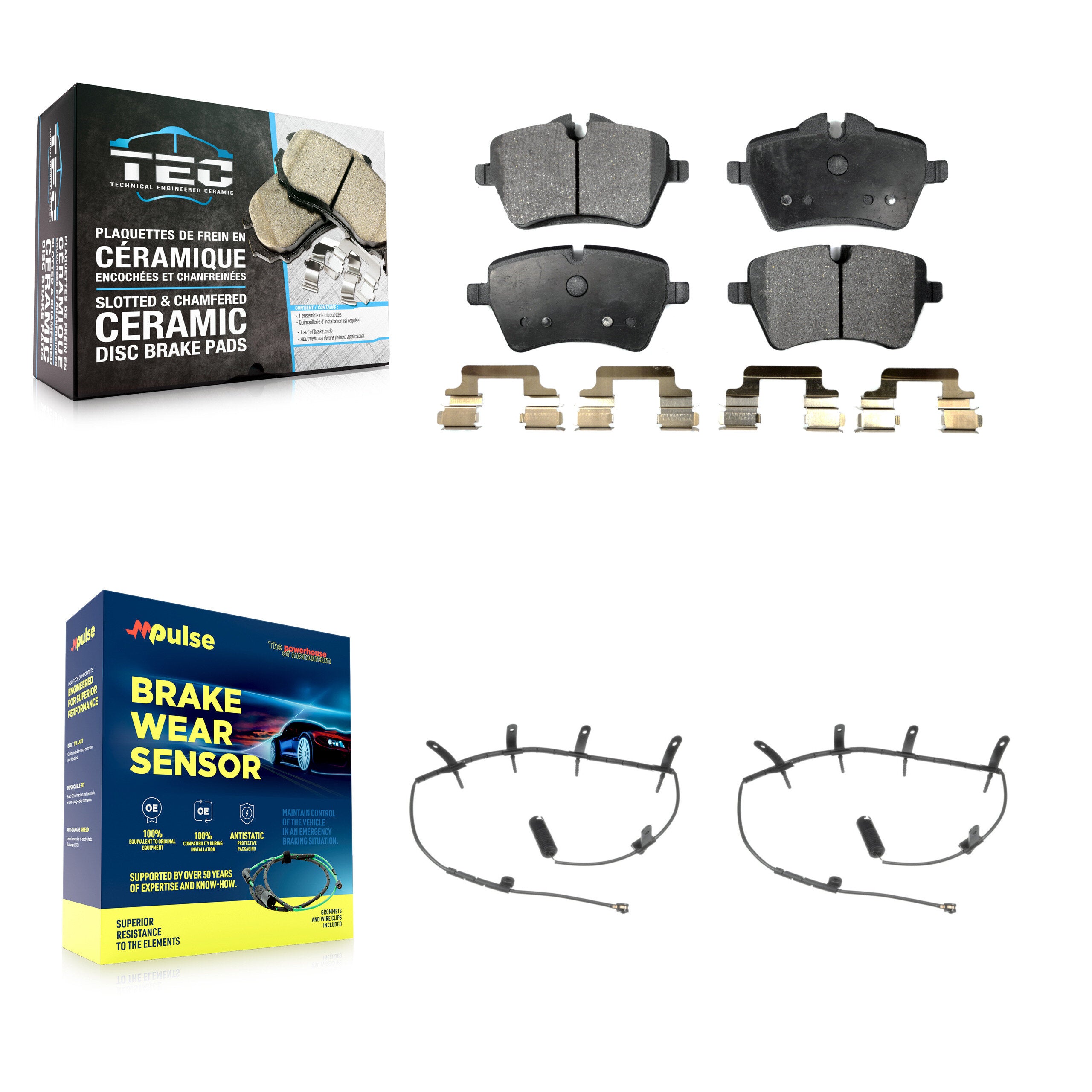 Front Ceramic Disc Brake Pads And Wear Sensors Kit For Mini Cooper KTW-100986