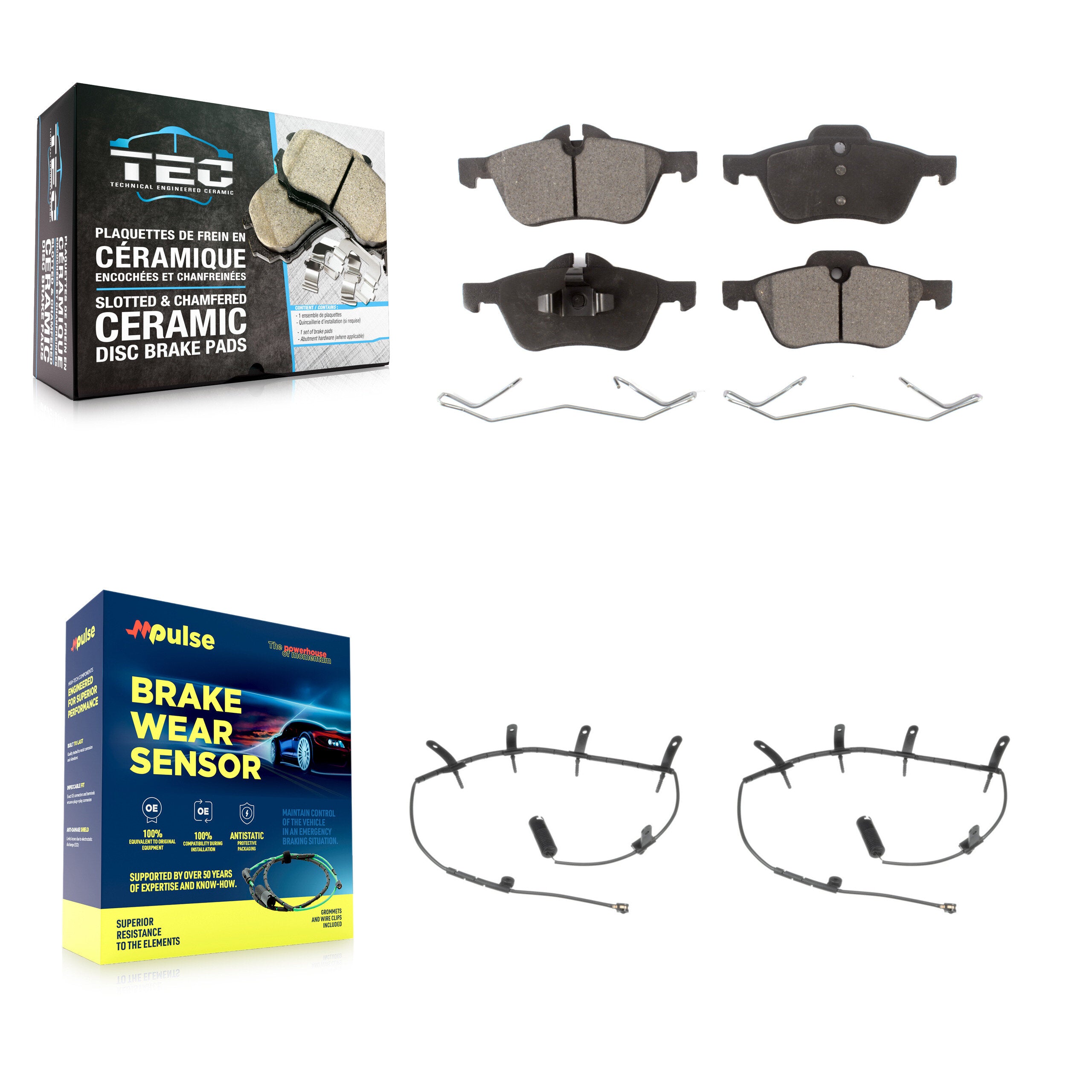 Front Ceramic Disc Brake Pads And Wear Sensors Kit For Mini Cooper KTW-100987