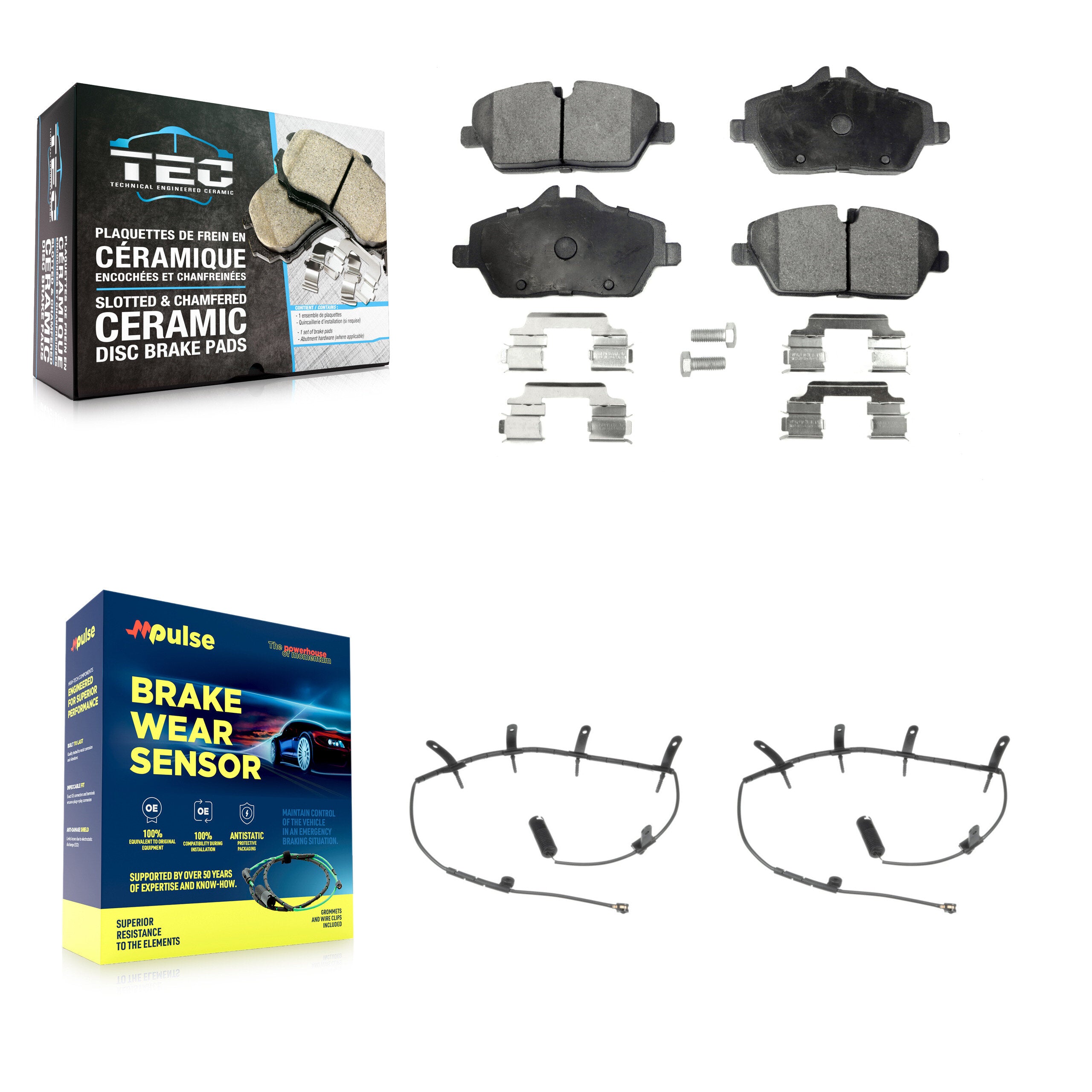Front Ceramic Disc Brake Pads And Wear Sensors Kit For Mini Cooper KTW-100988