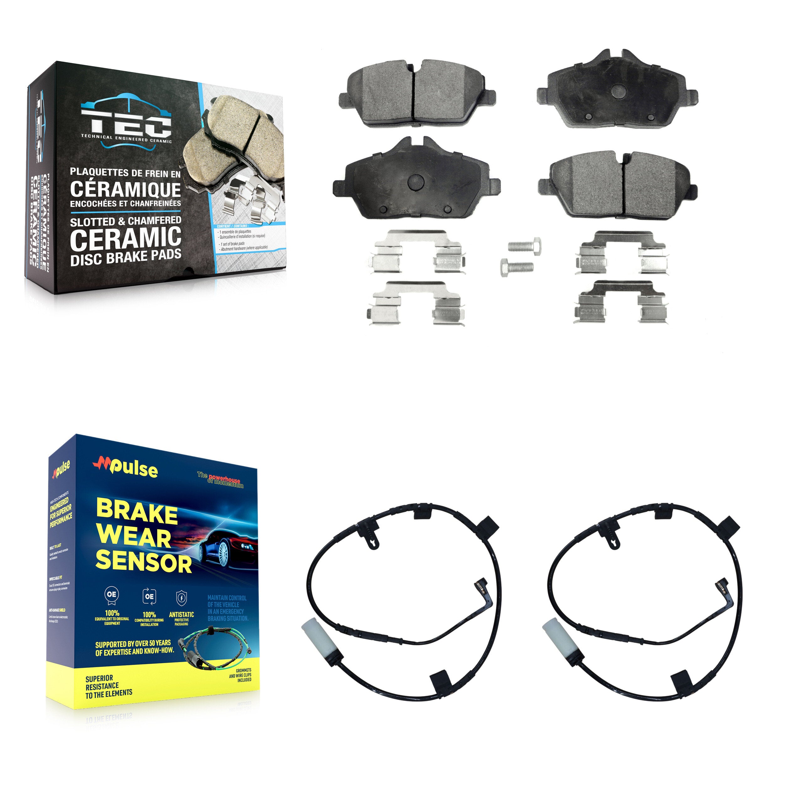 Front Ceramic Disc Brake Pads And Wear Sensors Kit For Mini Cooper KTW-100989