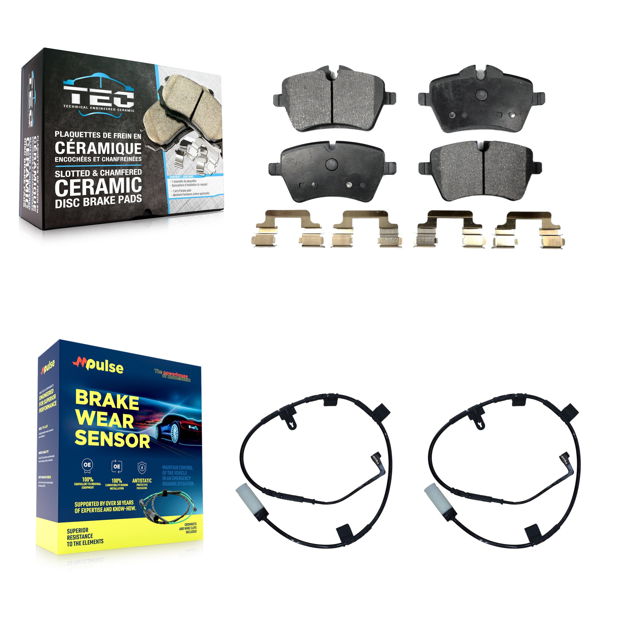 Front Ceramic Disc Brake Pads And Wear Sensors Kit For Mini Cooper KTW-100990