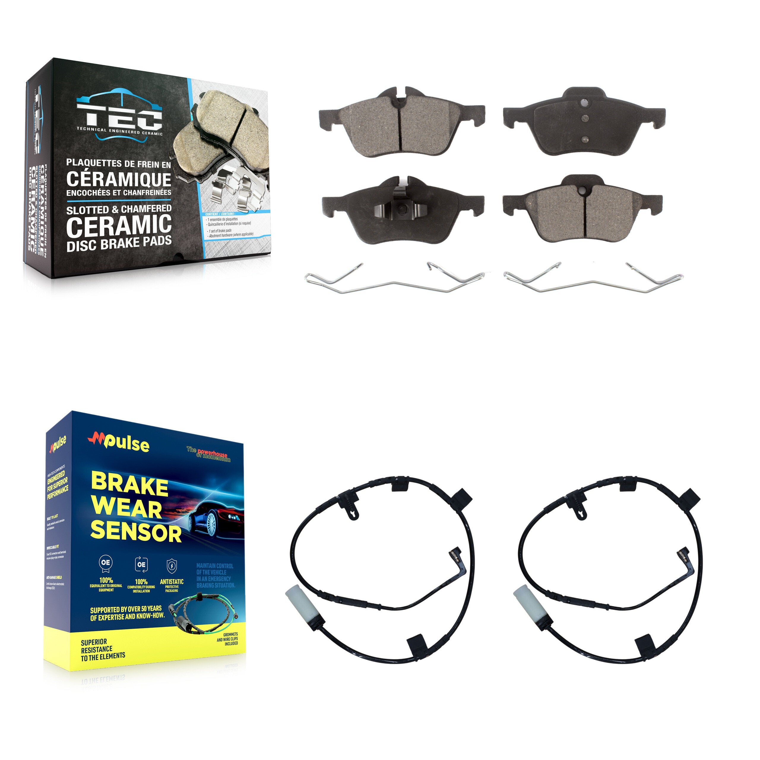 Front Ceramic Disc Brake Pads And Wear Sensors Kit For Mini Cooper KTW-100991