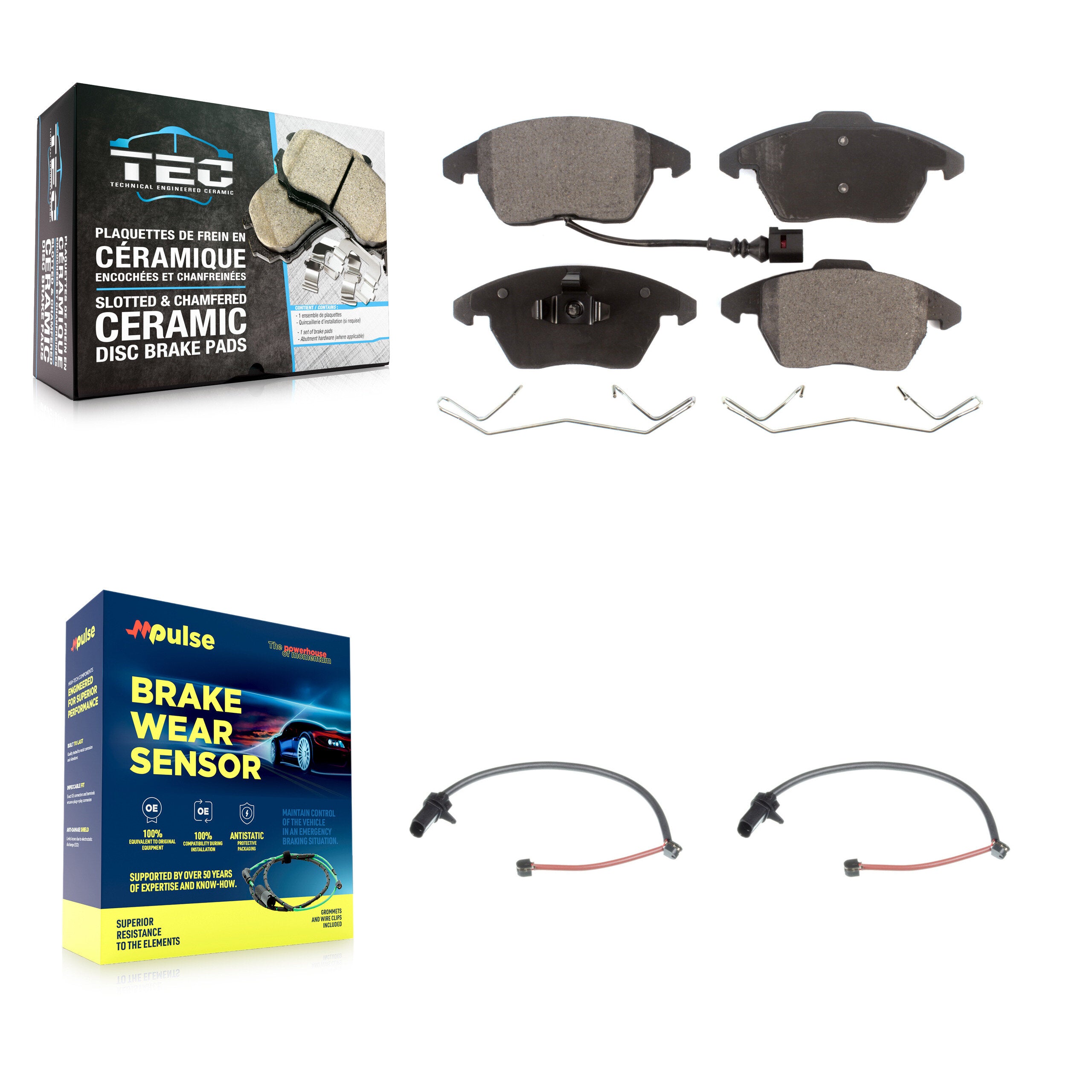 Front Ceramic Disc Brake Pads And Extra Wear Sensors Kit For 2011 Audi R8