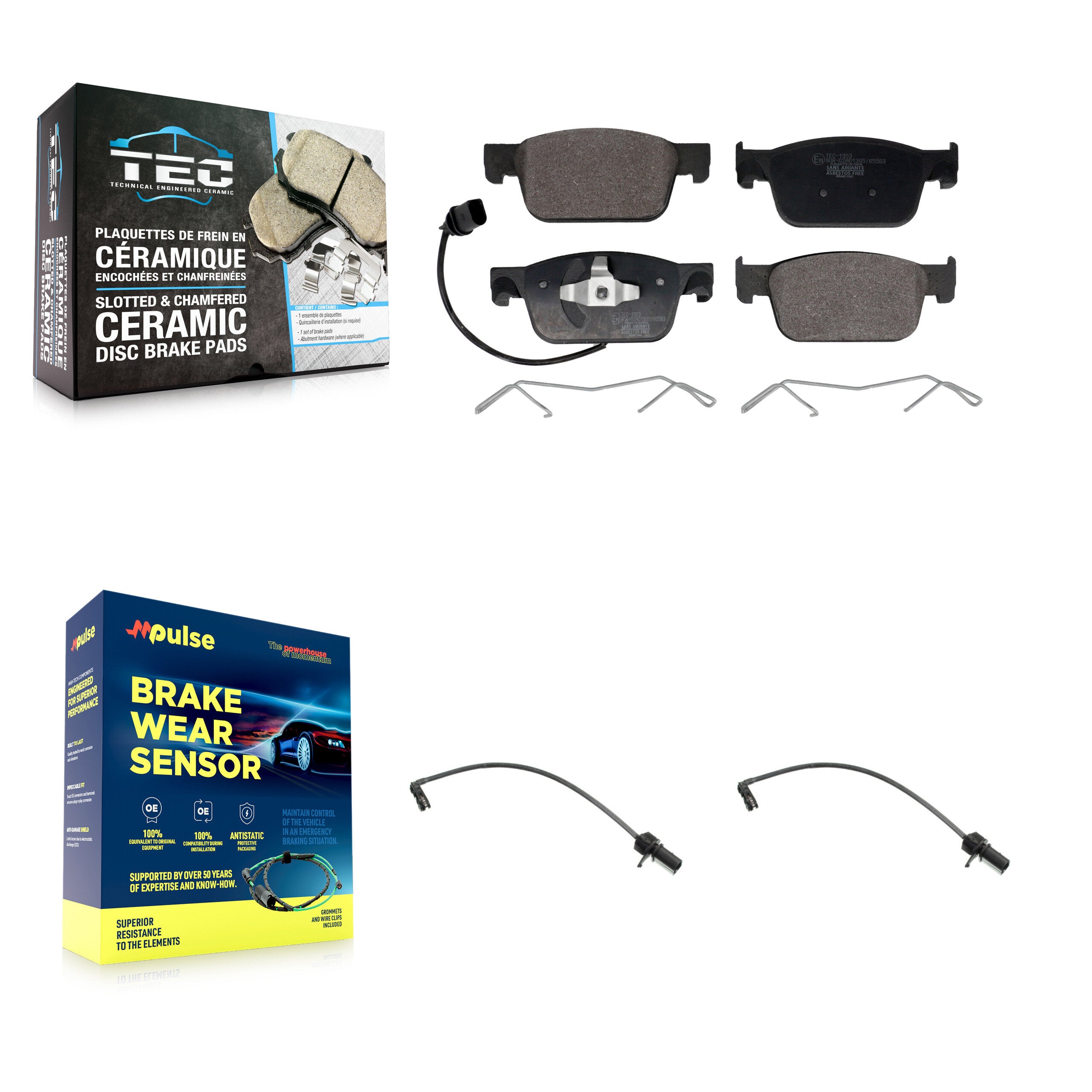 Front Ceramic Brake Pad & Extra Wear Sensor Kit For Audi A4 Quattro A5 Sportback