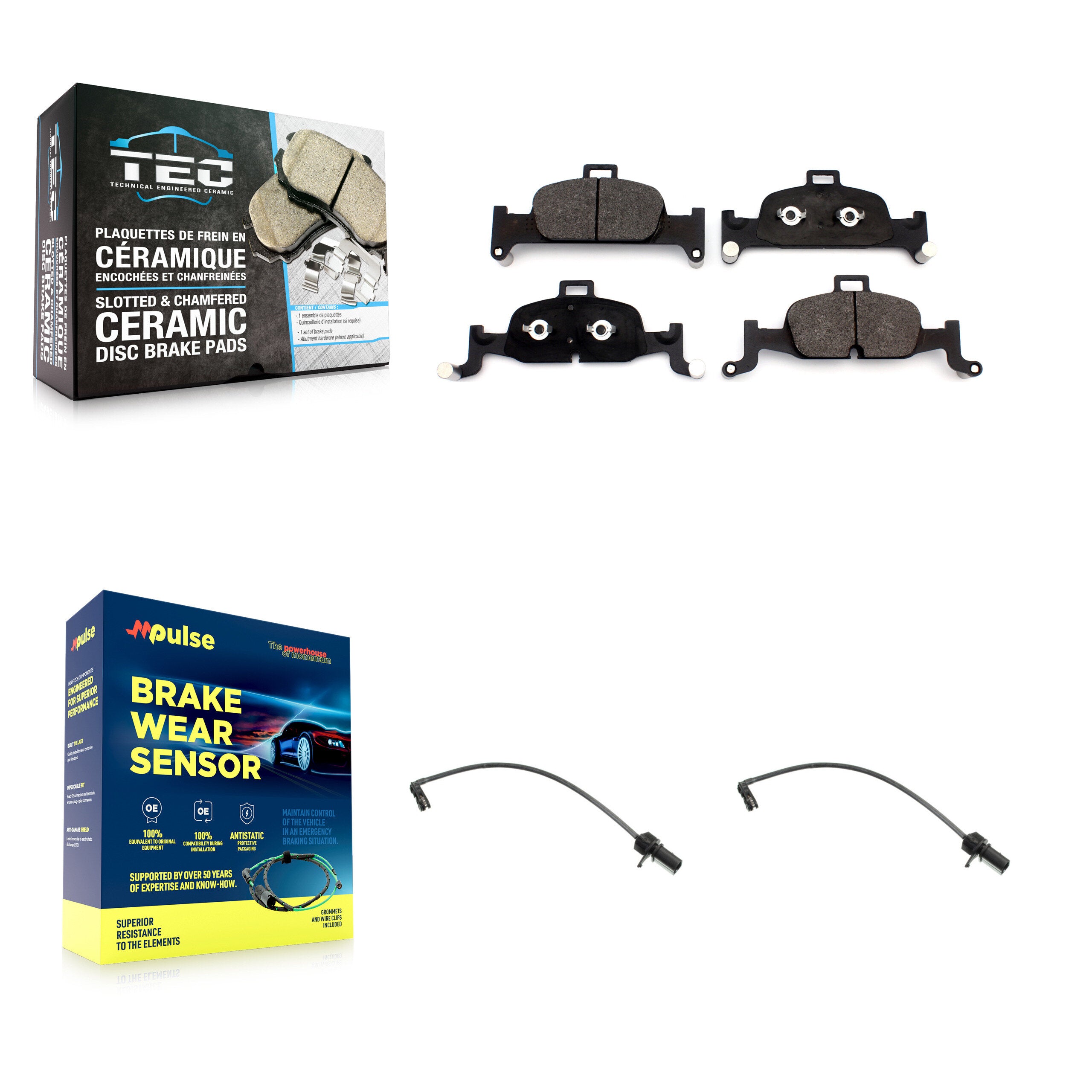 Front Ceramic Brake Pad Wear Sensor Kit For Audi A4 Quattro A5 Sportback allroad