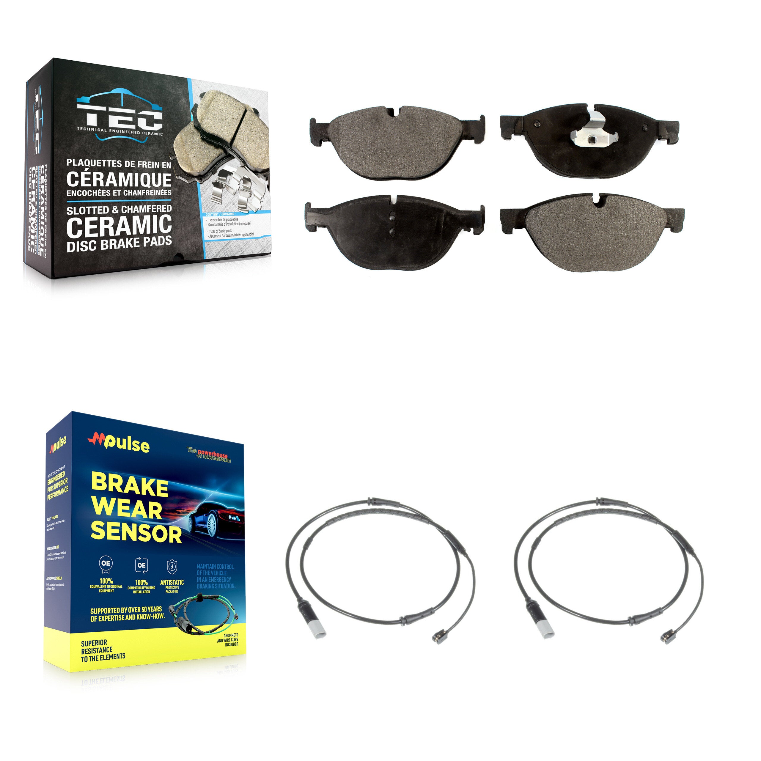 Front Ceramic Brake Pad Wear Sensor Kit For BMW 650i xDrive Gran Coupe 550i 750i