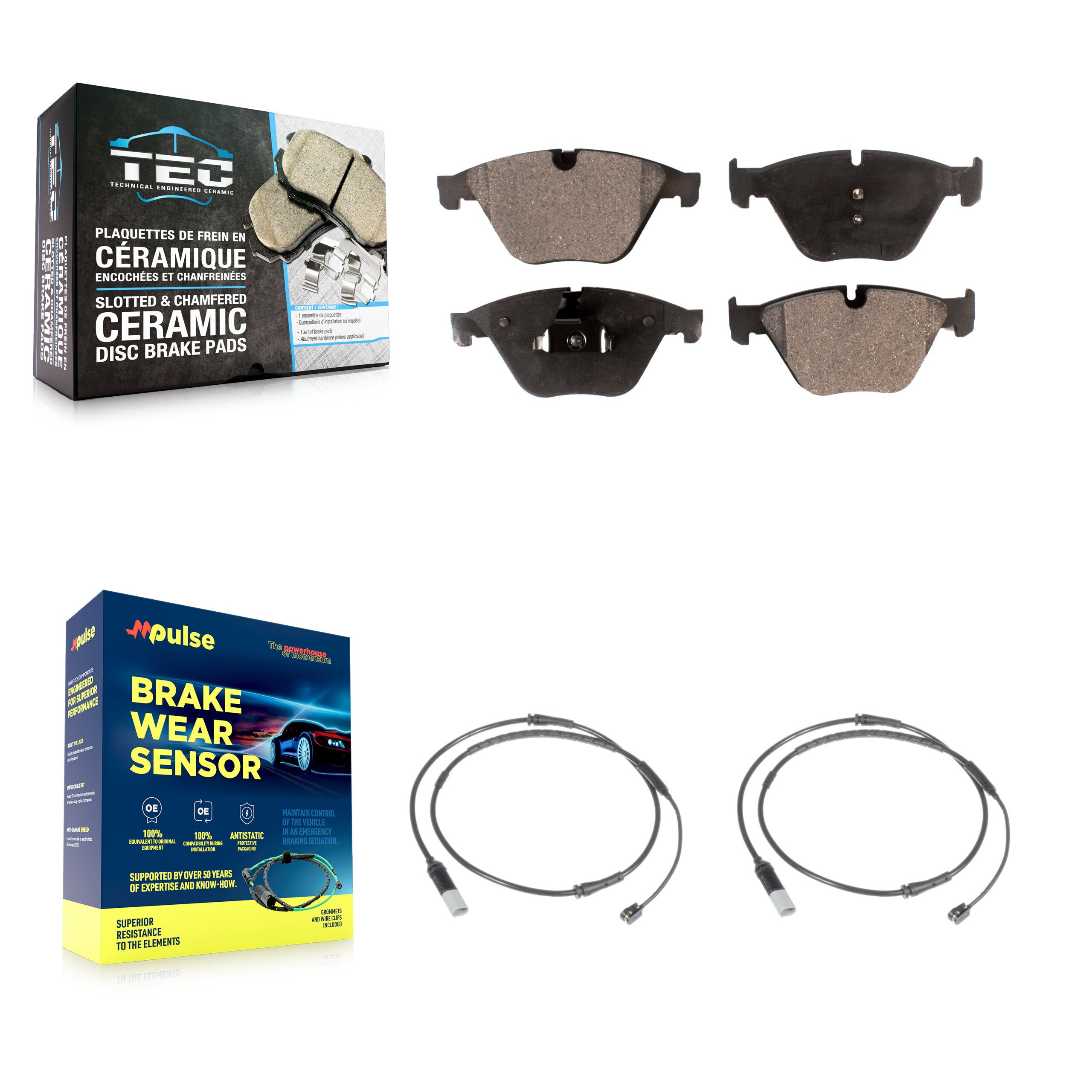 Front Ceramic Brake Pad Wear Sensor Kit For BMW 535i 640i Gran Coupe xDrive 528i