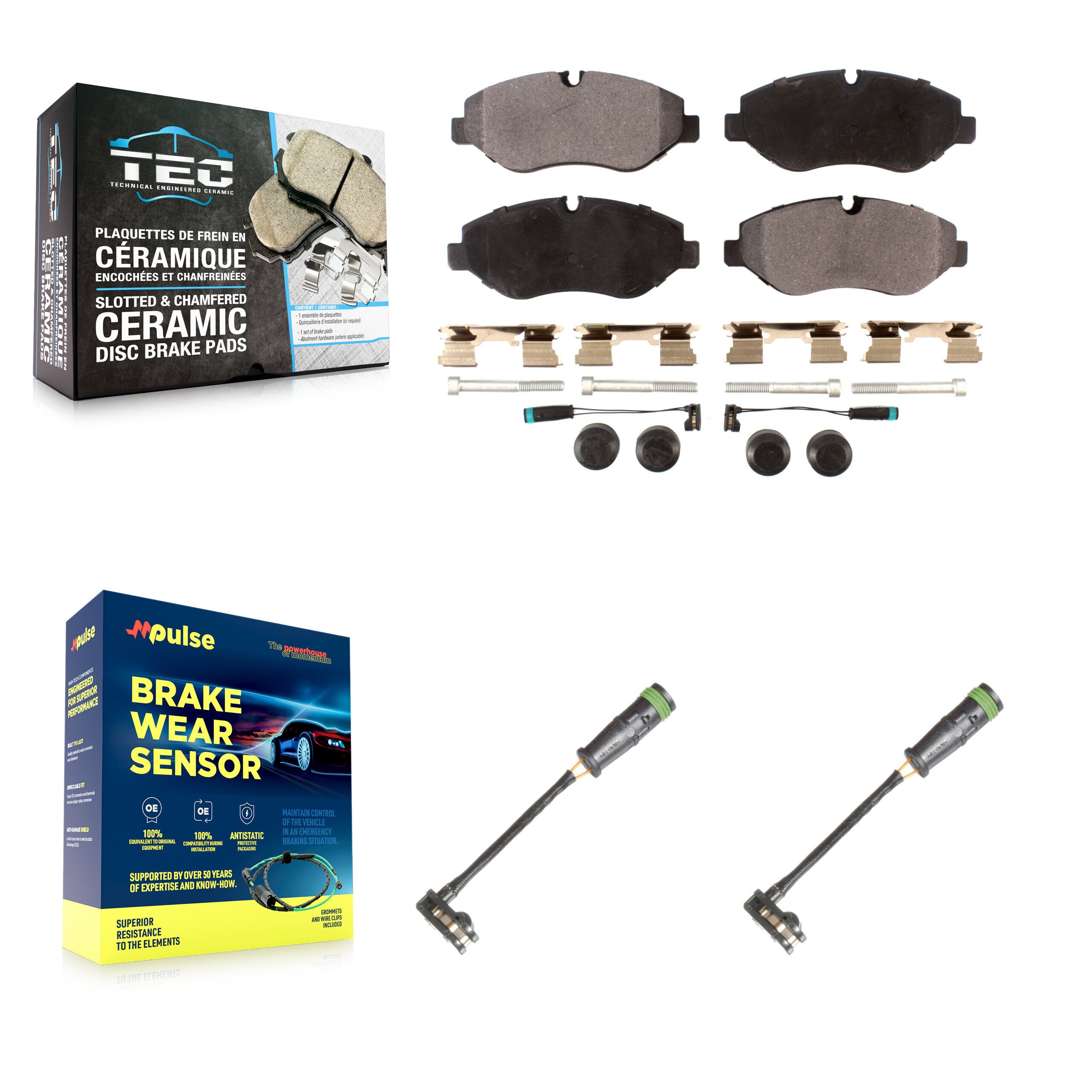 Front Ceramic Brake Pads & Extra Wear Sensor Kit For Mercedes-Benz Sprinter 2500