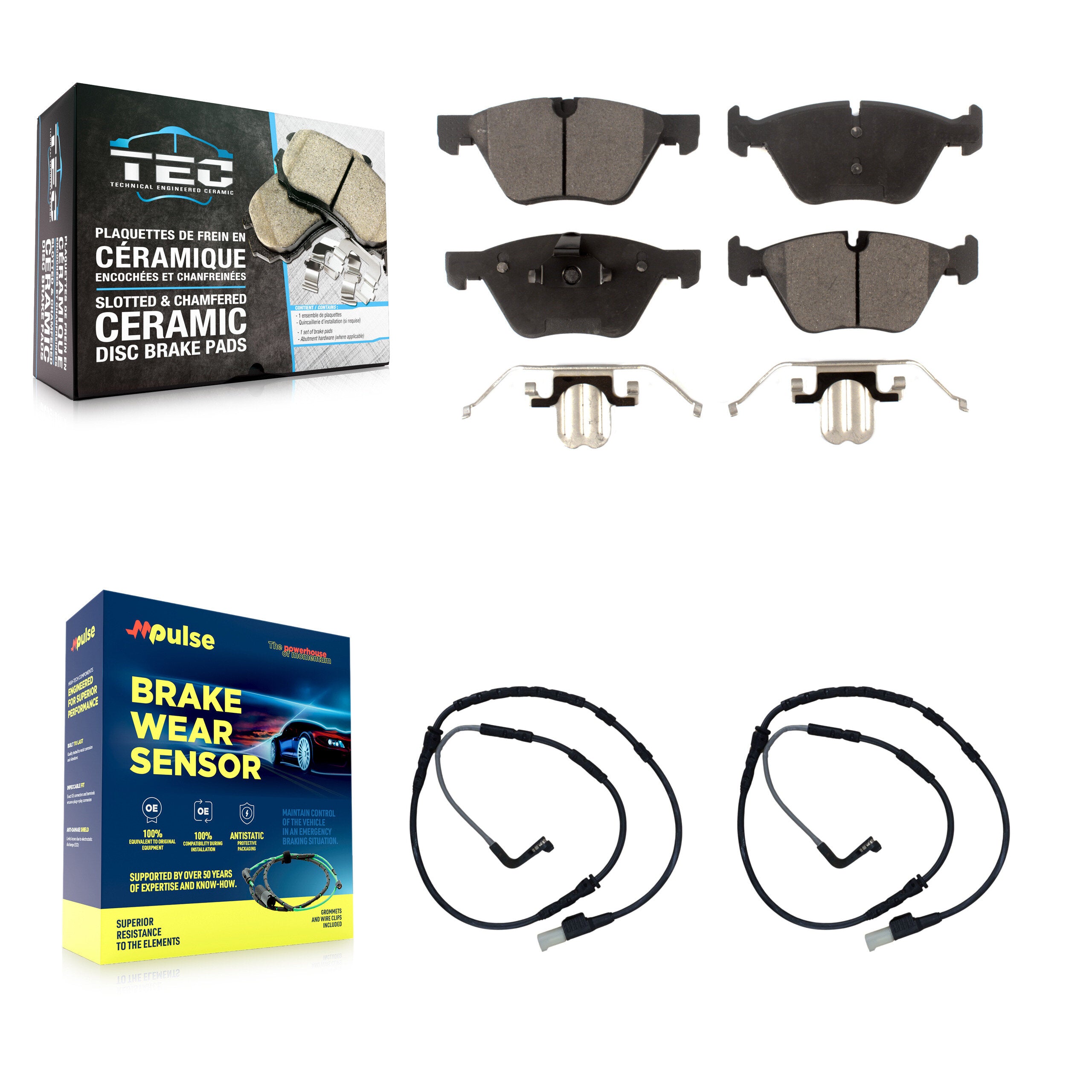Front Ceramic Disc Brake Pads And Wear Sensors Kit For BMW Z4 KTW-101063