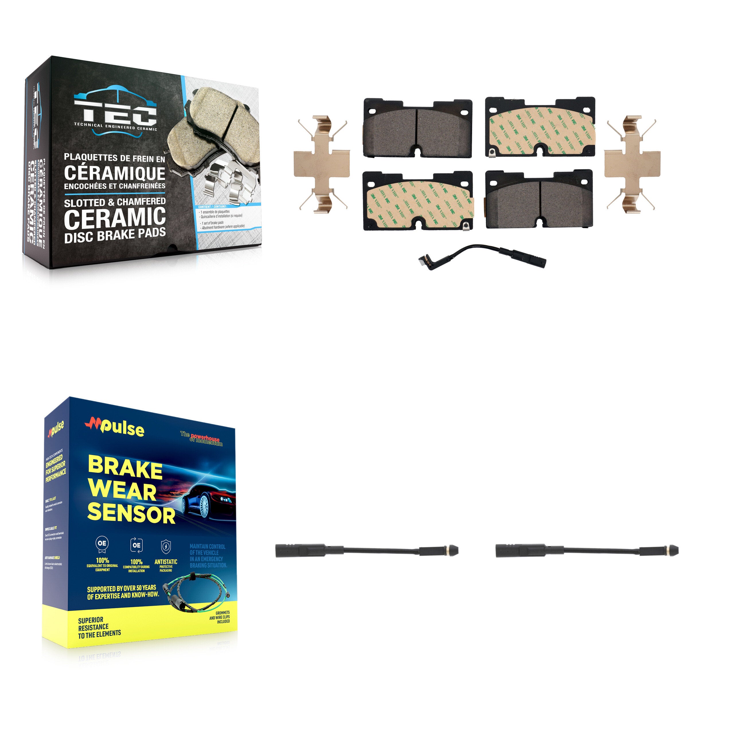 Front Ceramic Brake Pad & Extra Wear Sensor Kit For GMC Chevrolet Silverado 1500