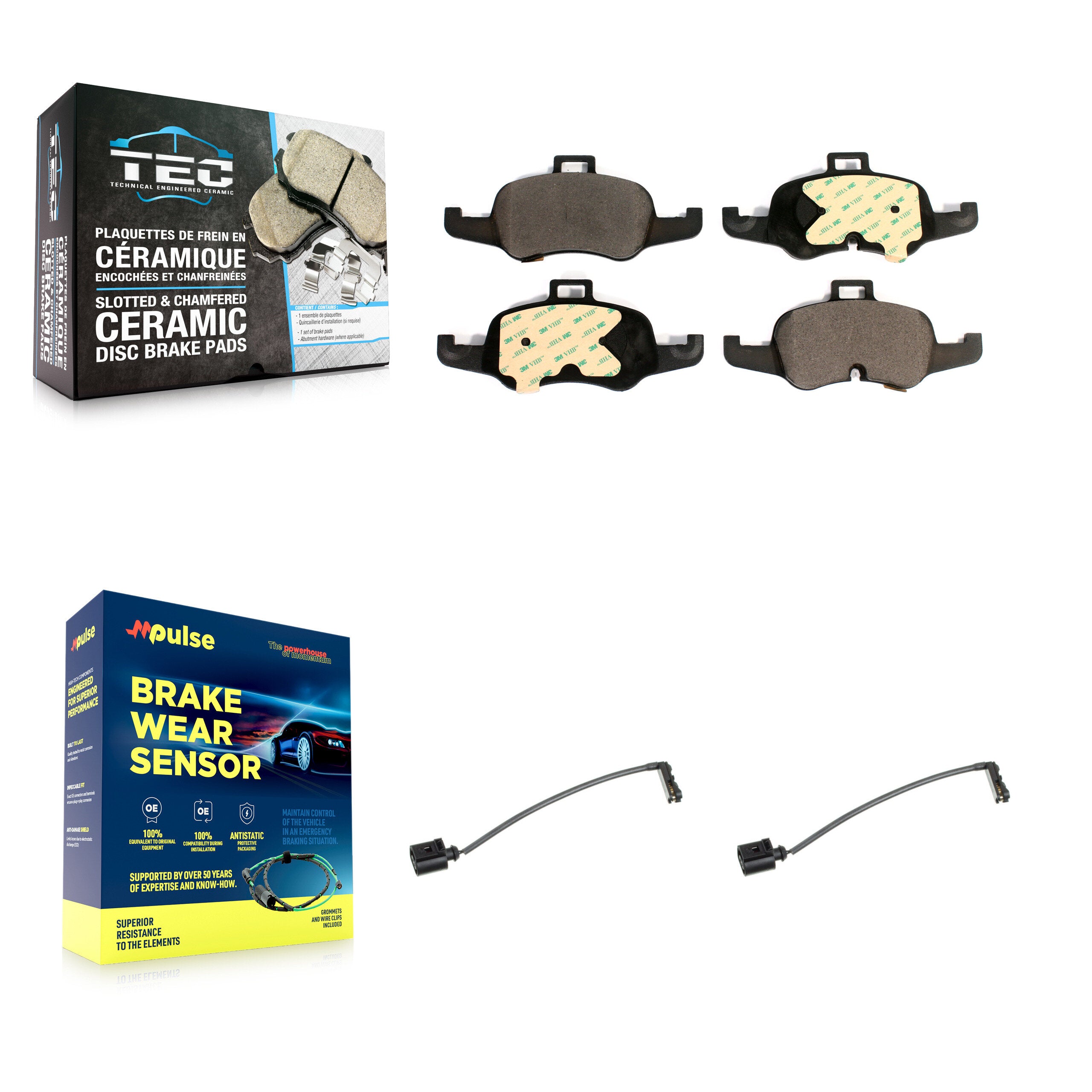 Front Ceramic Disc Brake Pads And Wear Sensors Kit For Audi TTS Quattro 2.0L