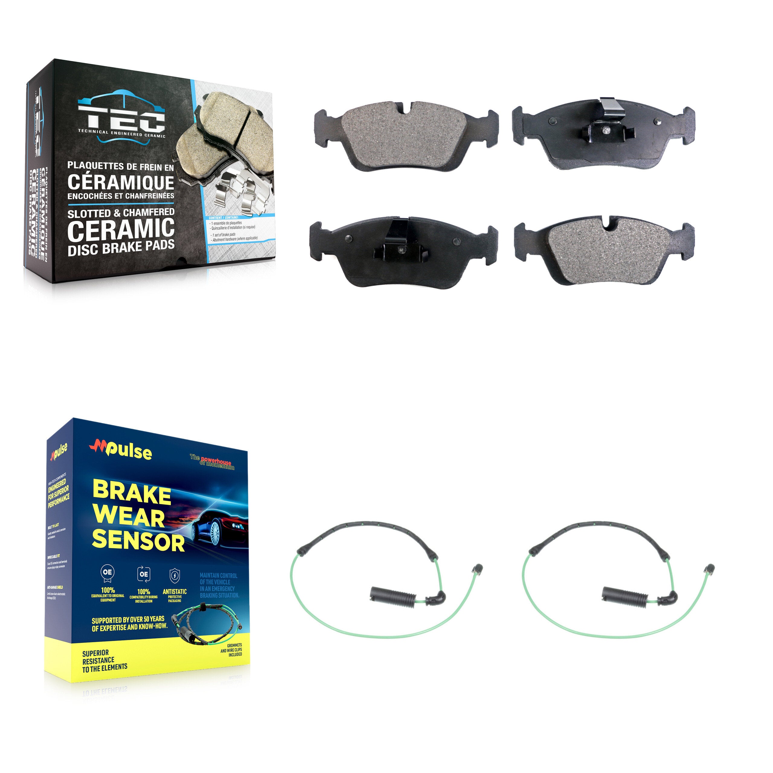 Front Ceramic Disc Brake Pads And Wear Sensors Kit For 2001-2005 BMW 325xi 2.5L