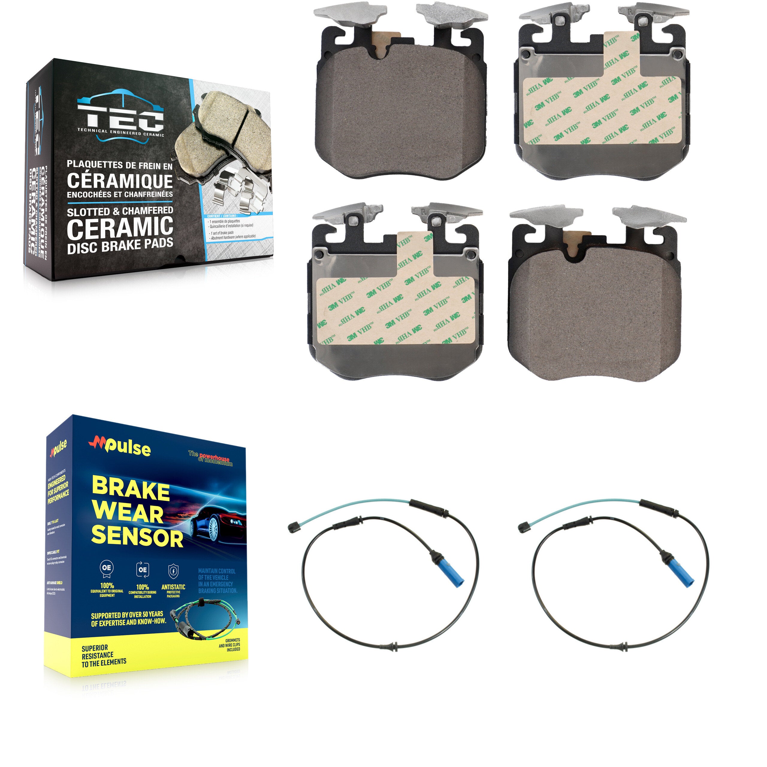 Front Ceramic Brake Pads Wear Sensor Kit For BMW 540i xDrive 750i M550i M850i B7