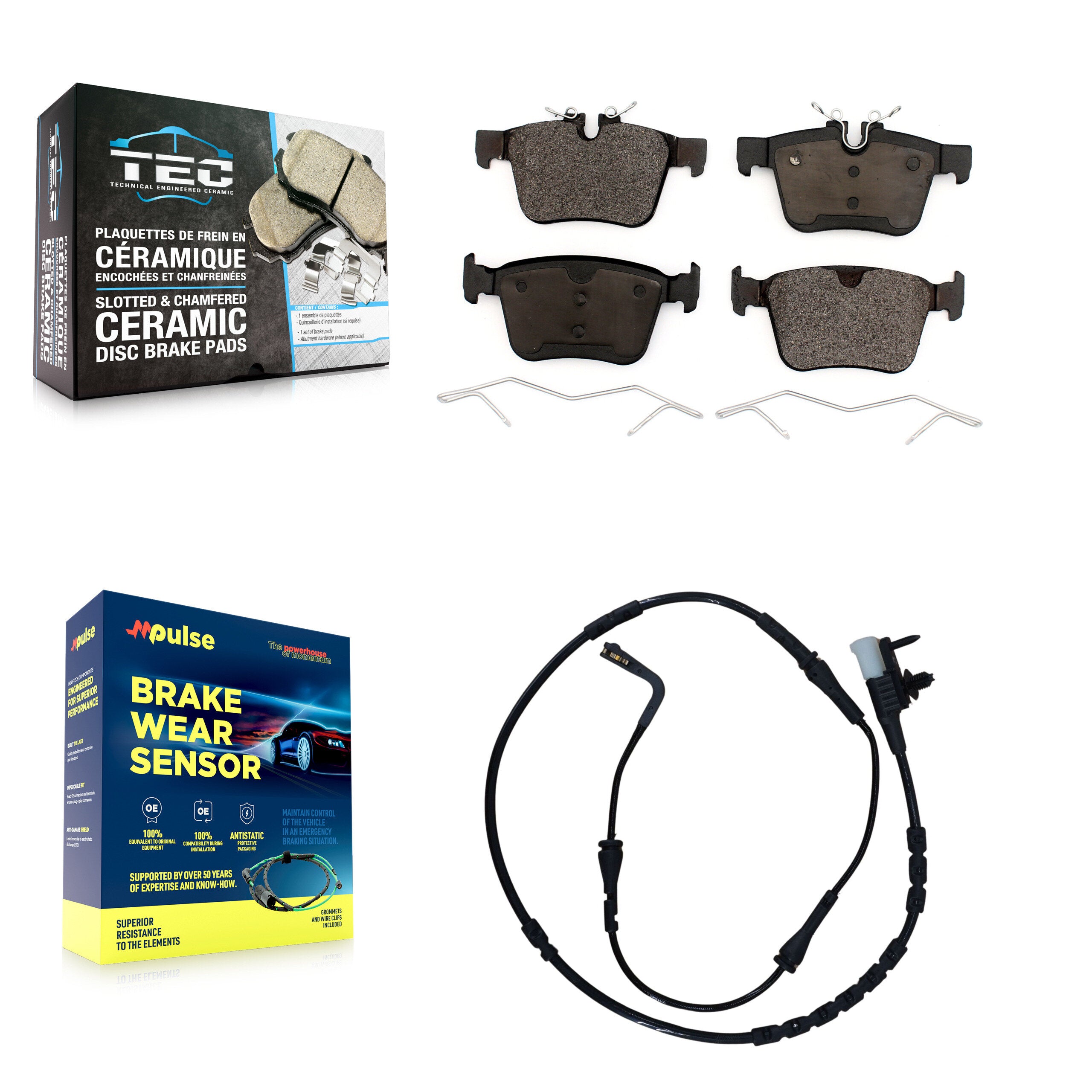 Rear Ceramic Brake Pads Wear Sensor Kit For Jaguar F-Pace Land Rover Range Velar