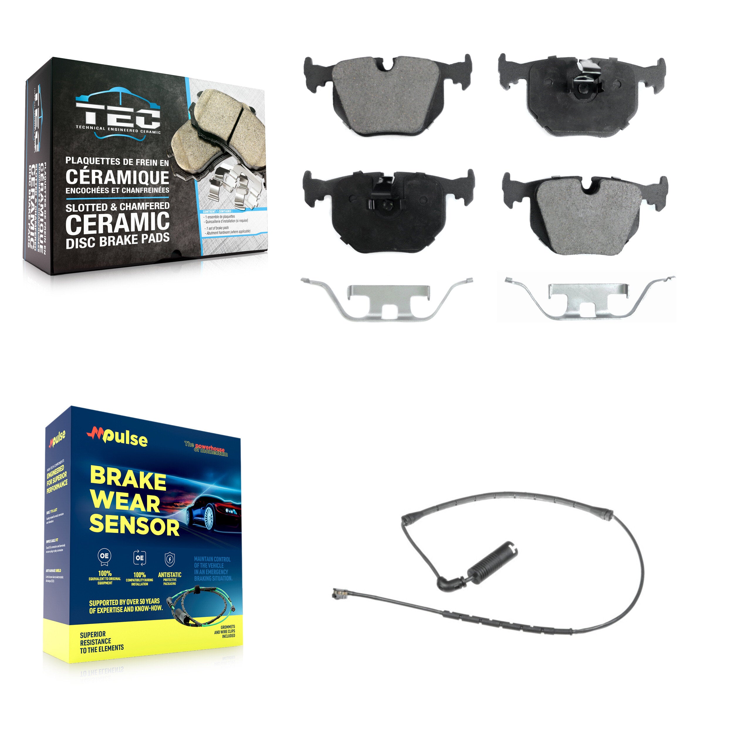 Rear Ceramic Disc Brake Pads And Wear Sensors Kit For 2000-2006 BMW X5