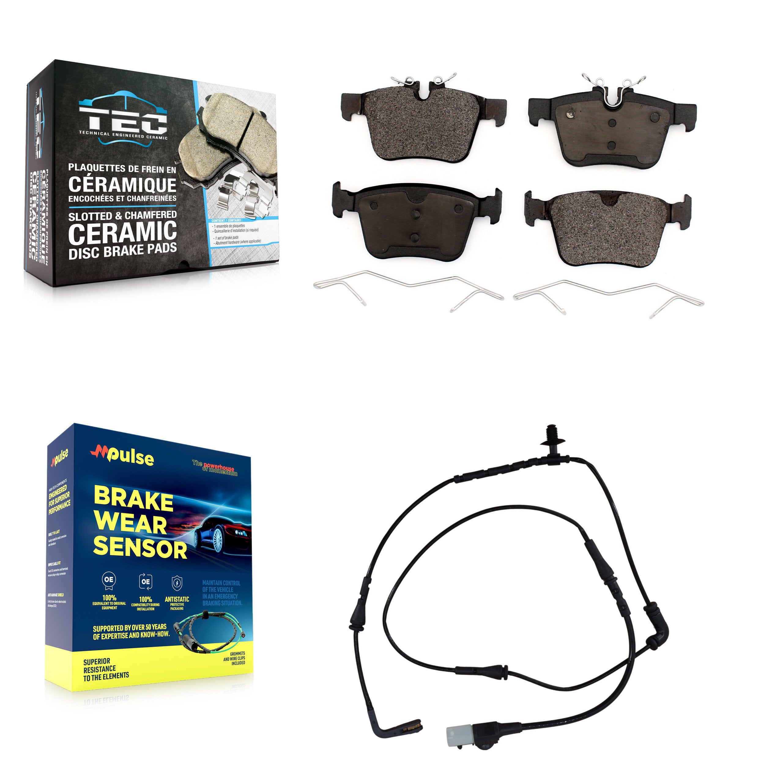 Rear Ceramic Disc Brake Pads And Wear Sensors Kit For Land Rover Range Evoque
