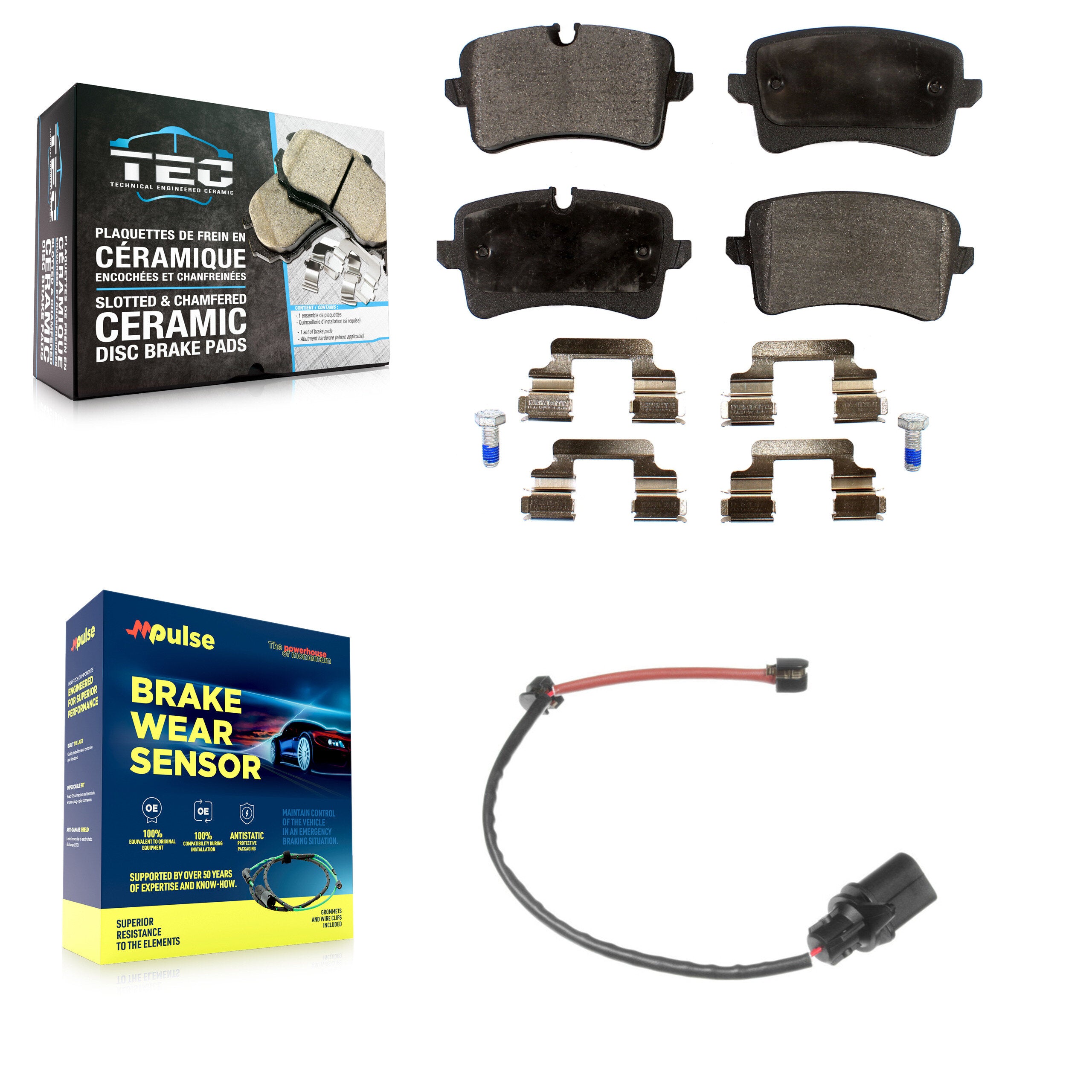 Rear Ceramic Disc Brake Pads And Wear Sensors Kit For Porsche Macan Audi A6
