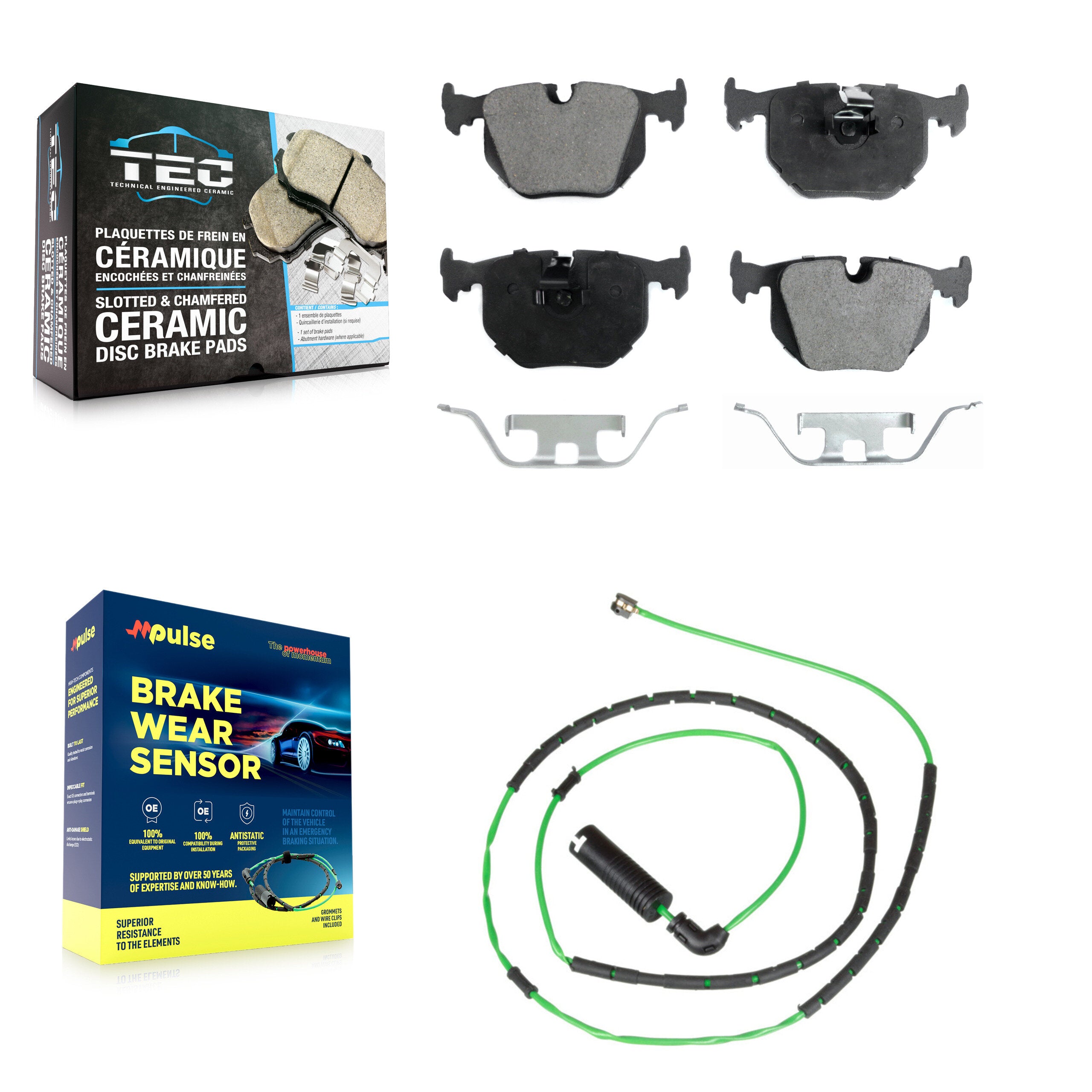 Rear Ceramic Brake Pad & Wear Sensor Kit For BMW Z4 M Roadster Coupe with 3.2L