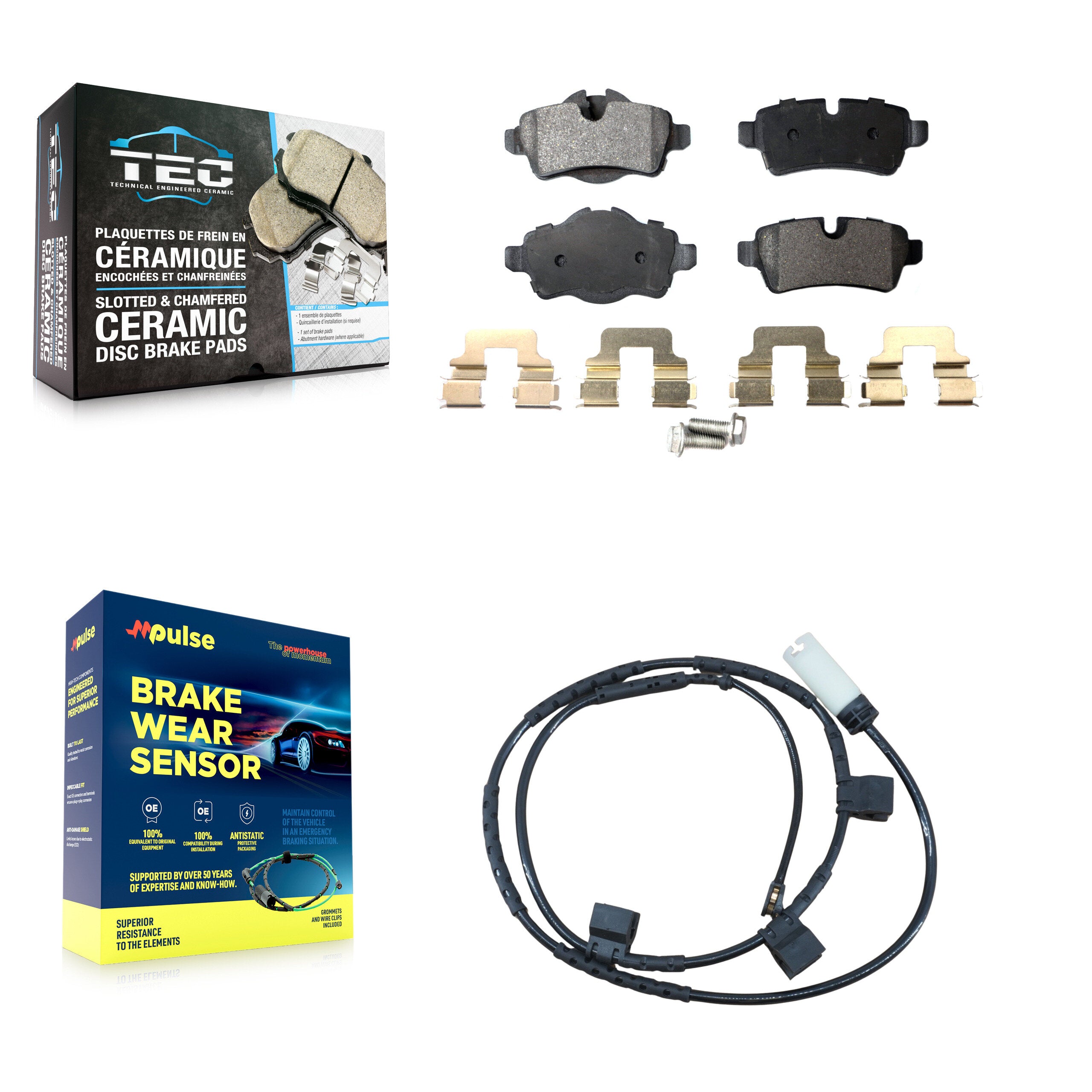 Rear Ceramic Disc Brake Pads And Wear Sensors Kit For Mini Cooper 1.6L
