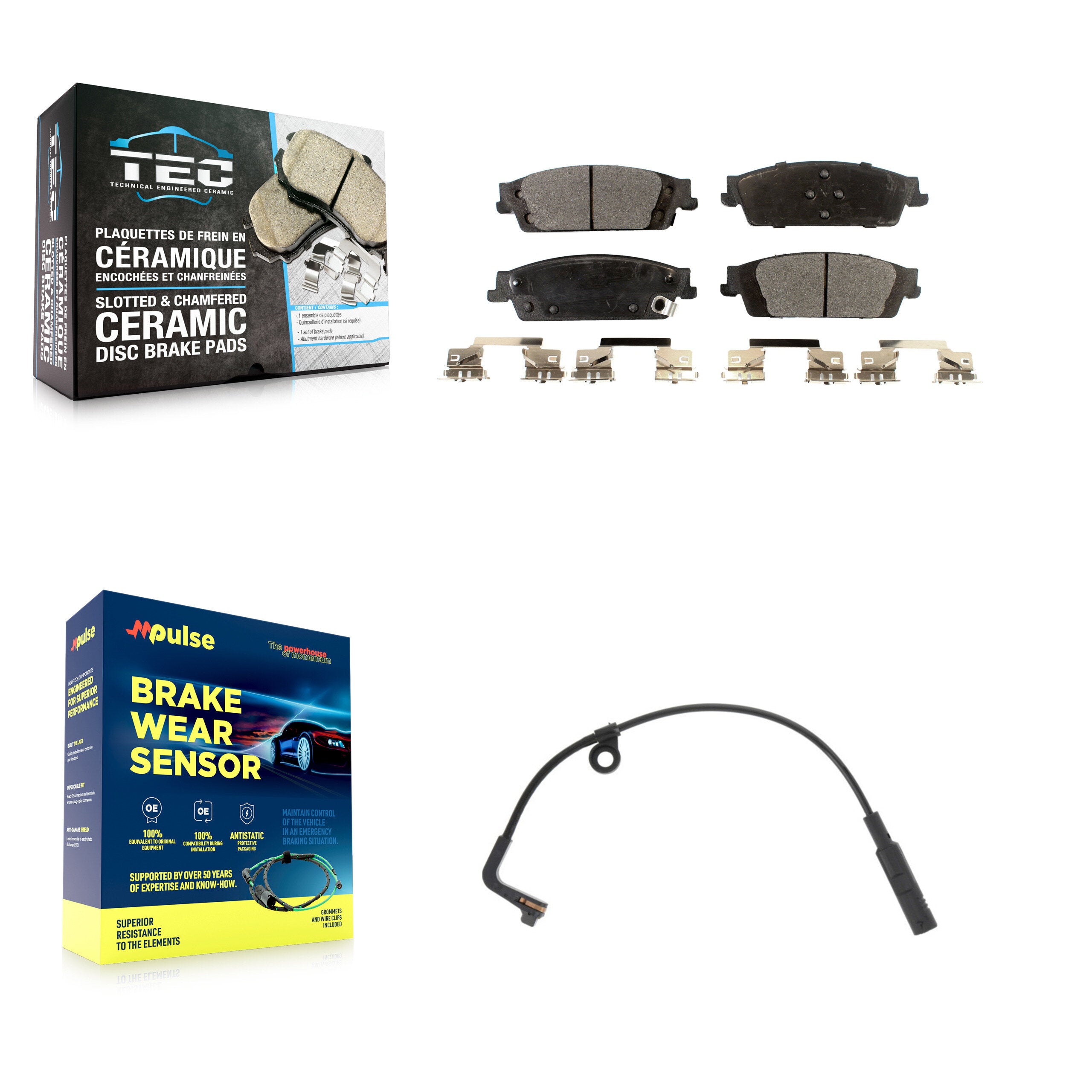 Rear Ceramic Disc Brake Pads And Wear Sensors Kit For Chevrolet Silverado 1500