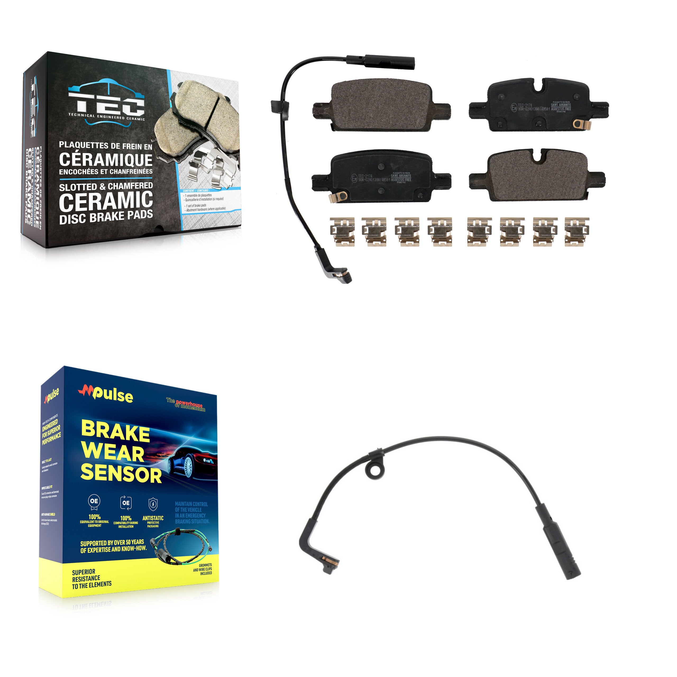 Rear Ceramic Brake Pad Extra Wear Sensor Kit For Chevrolet GMC Silverado 1500 XL