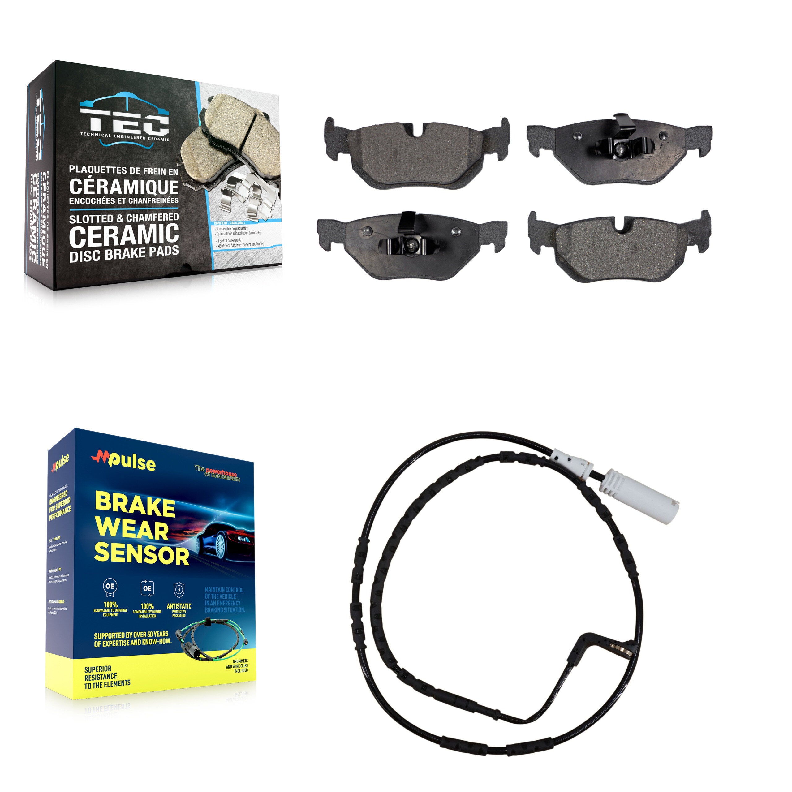 Rear Ceramic Brake Pads Wear Sensor Kit For BMW 323i 328i 128i xDrive 328xi 325i