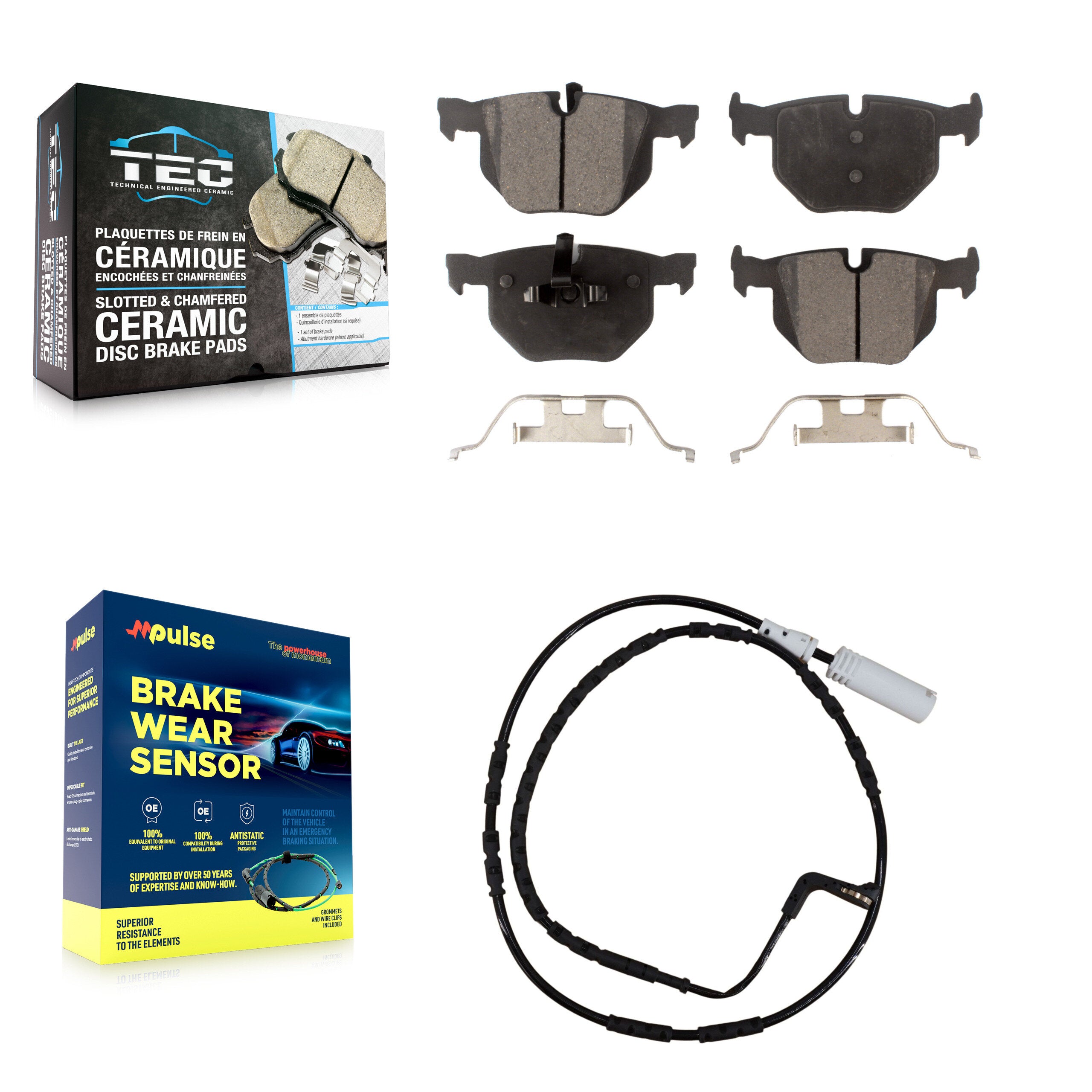 Rear Ceramic Brake Pad Wear Sensor Kit For BMW 335i xDrive 335xi 330i 330xi 335d