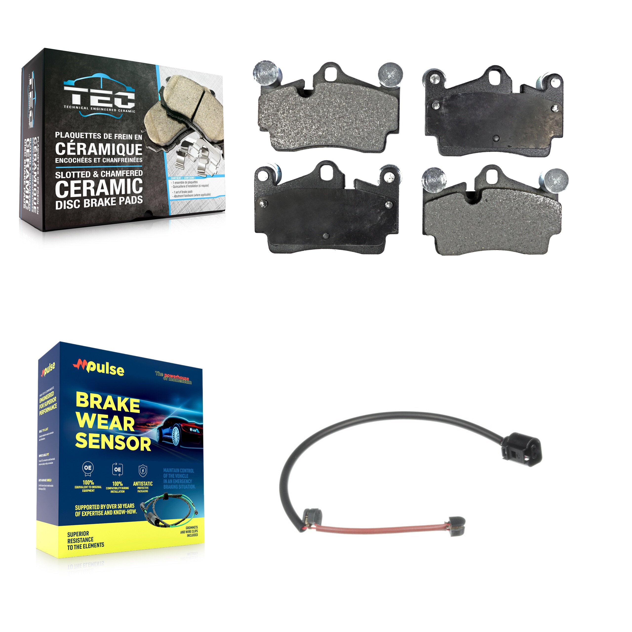 Rear Ceramic Brake Pad Wear Sensor Kit For 2005-2006 Porsche Cayenne S with 4.5L
