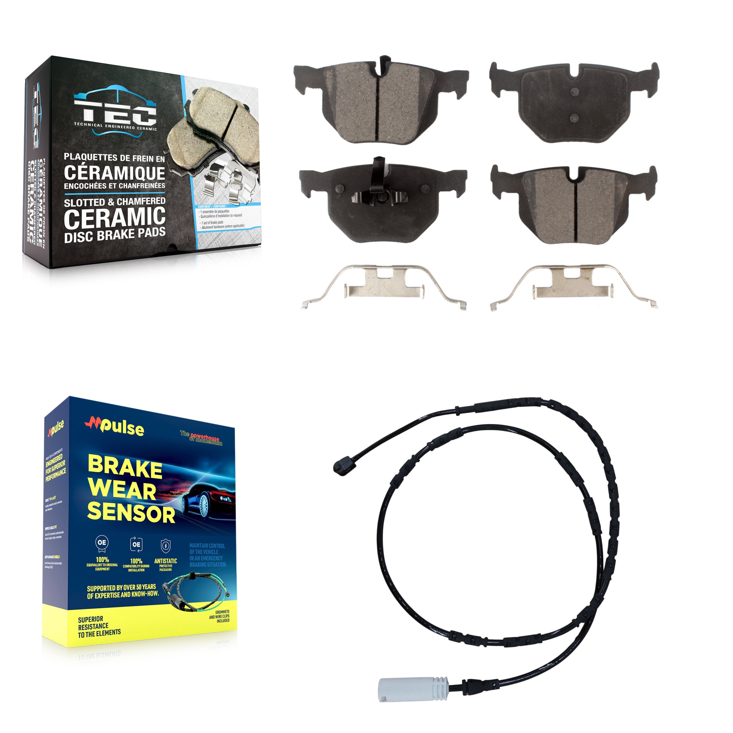 Rear Ceramic Disc Brake Pads And Wear Sensors Kit For BMW 335i 335is 335d