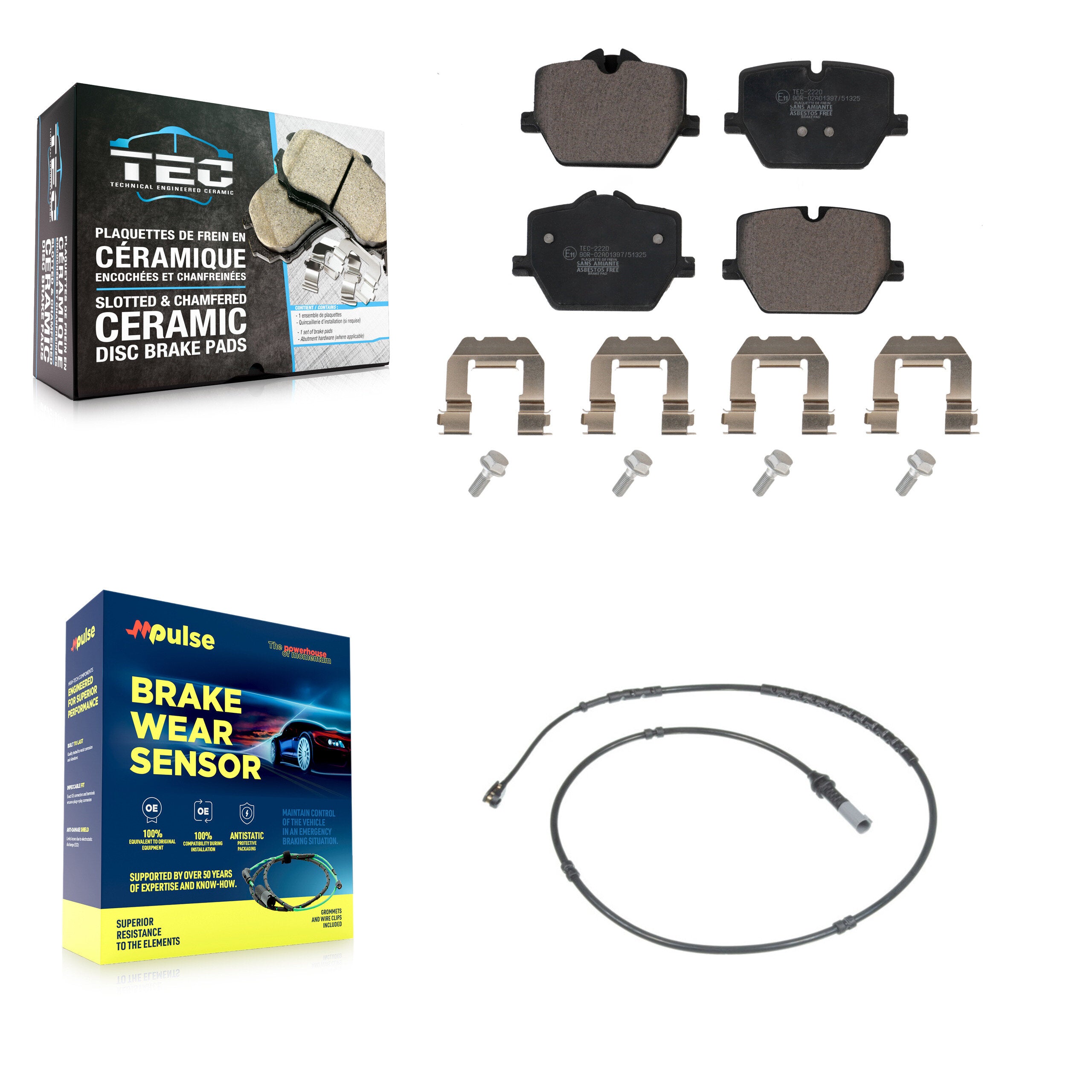 Rear Ceramic Disc Brake Pads And Wear Sensors Kit For 2019 BMW 330i xDrive Wagon