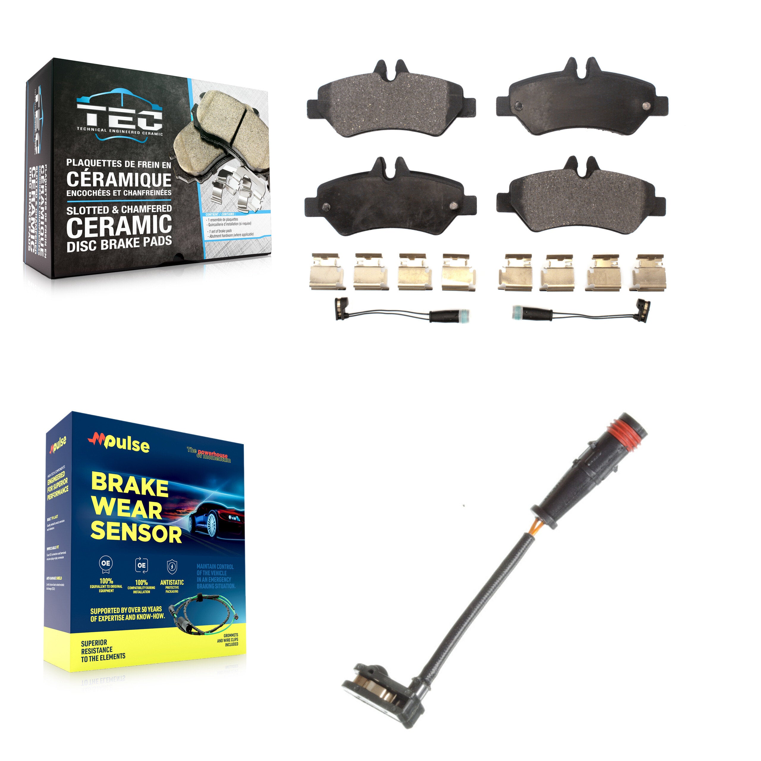 Rear Ceramic Brake Pad And Extra Wear Sensor Kit For Mercedes-Benz Sprinter 2500