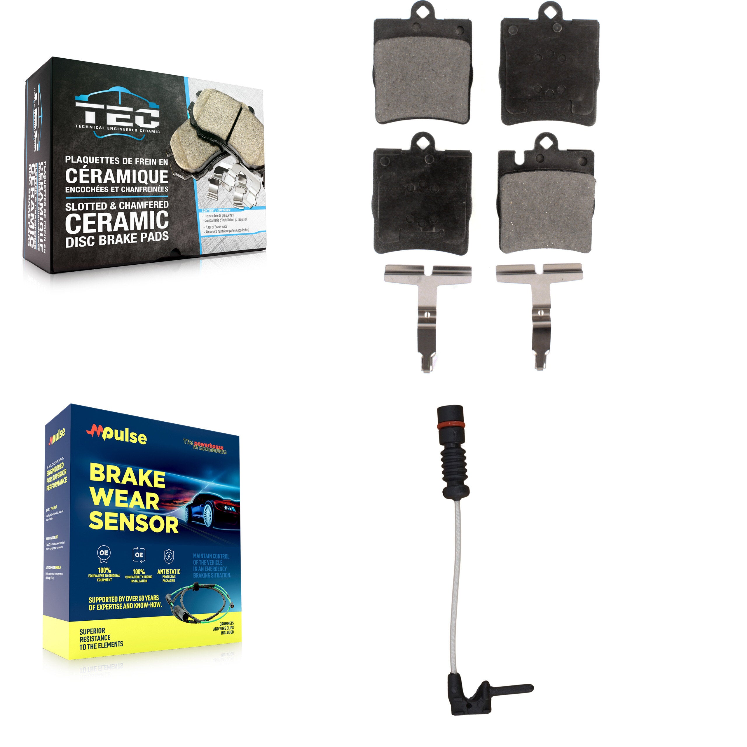 Rear Ceramic Disc Brake Pad & Wear Sensor Kit For Mercedes-Benz E320 CLK320 E430