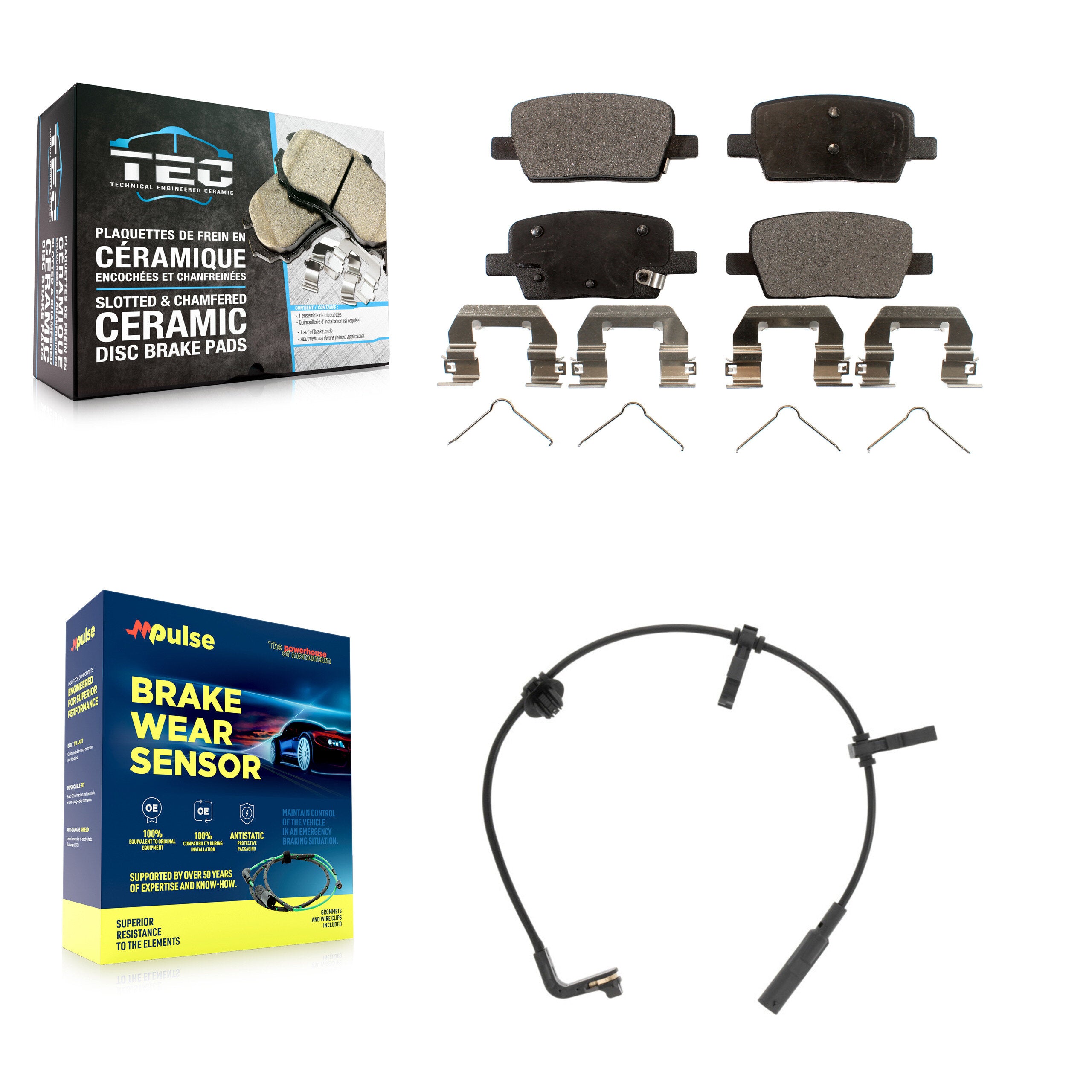 Rear Ceramic Disc Brake Pads And Wear Sensors Kit For Cadillac CT6 KTW-101156