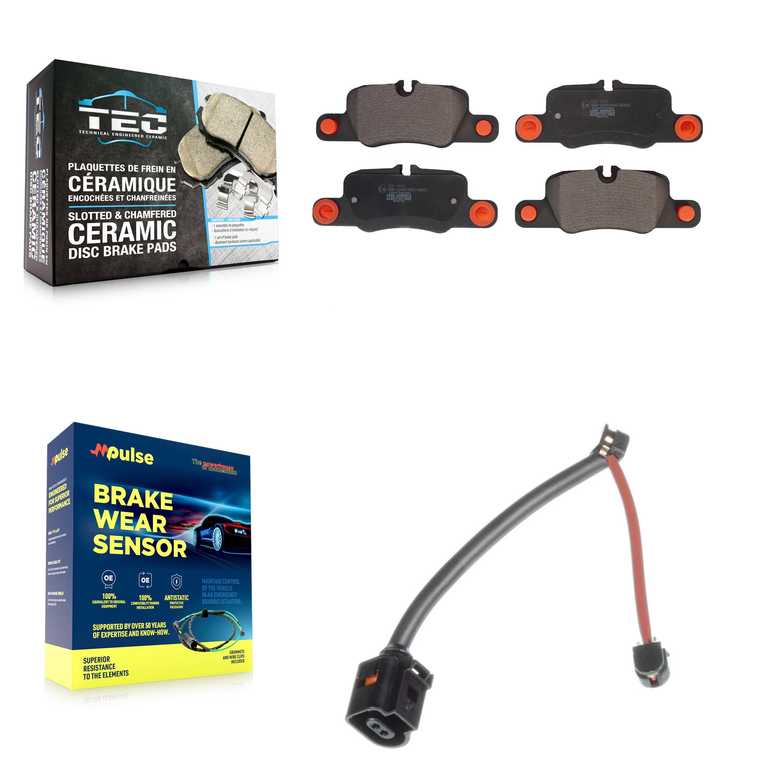 Rear Ceramic Disc Brake Pads And Wear Sensors Kit For Porsche Panamera