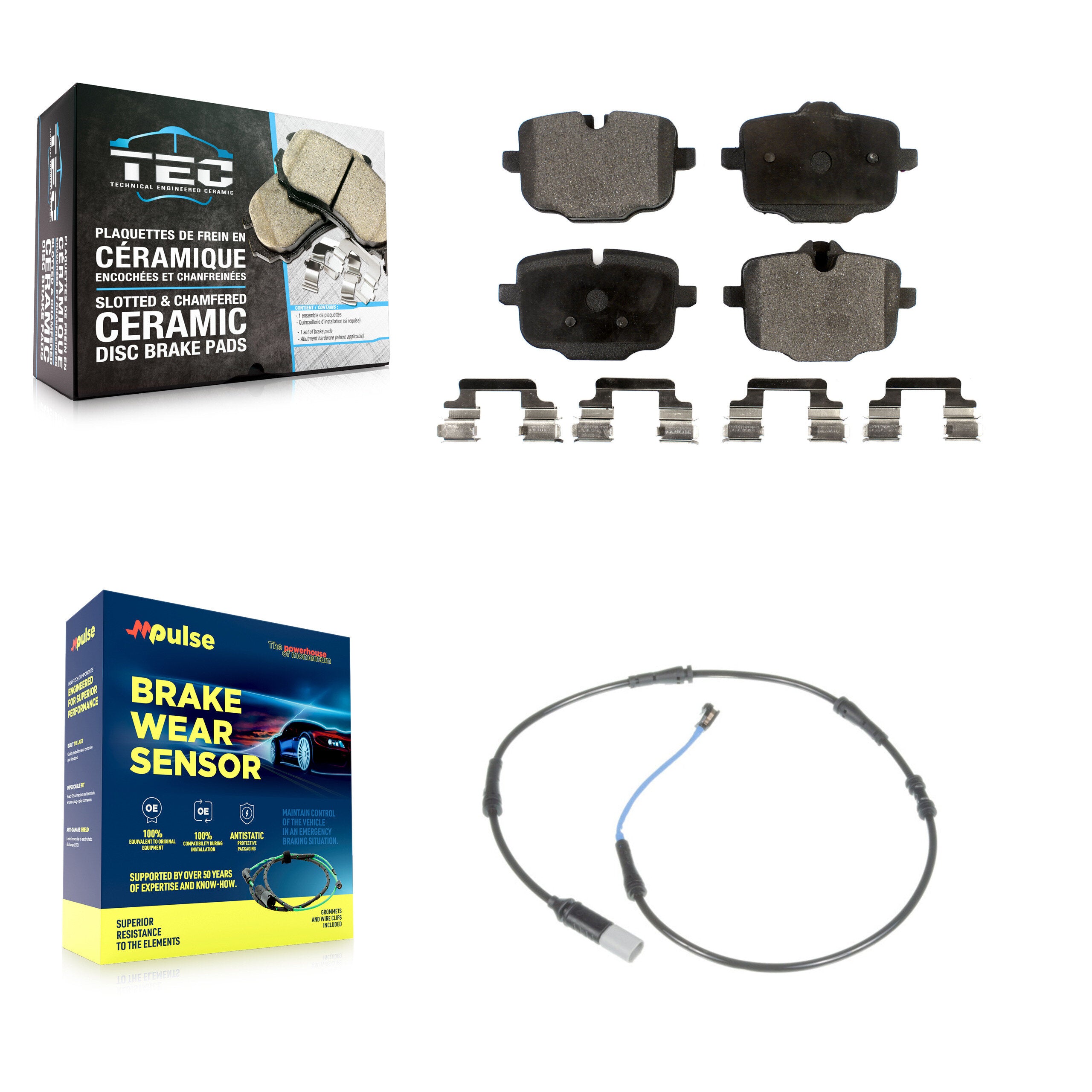 Rear Ceramic Brake Pads Wear Sensor Kit For BMW 550i xDrive 650i Gran Coupe 640i
