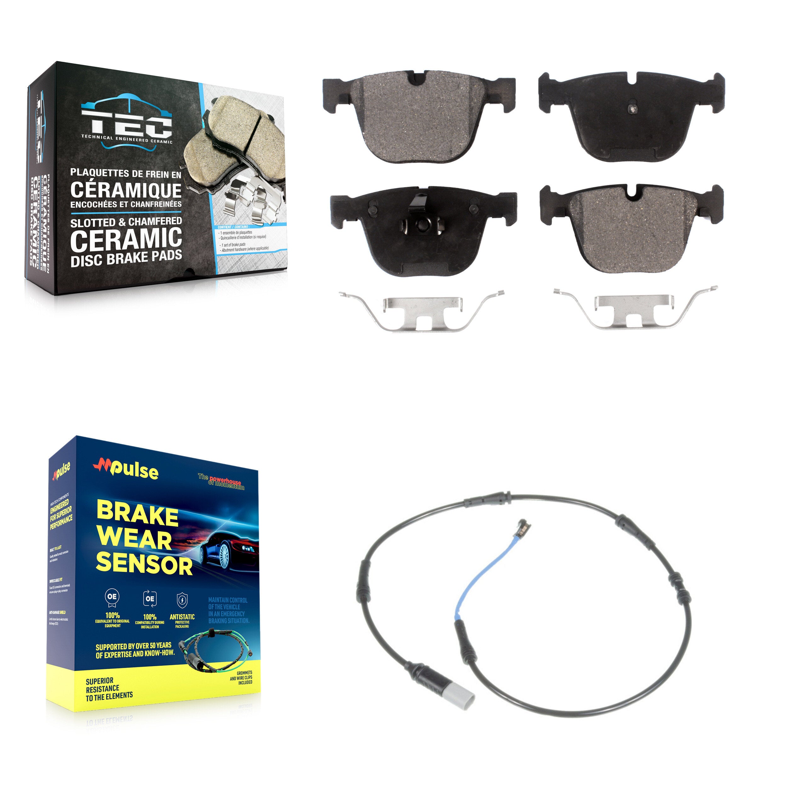 Rear Ceramic Disc Brake Pads And Wear Sensors Kit For 2009-2010 BMW 535i 3.0L