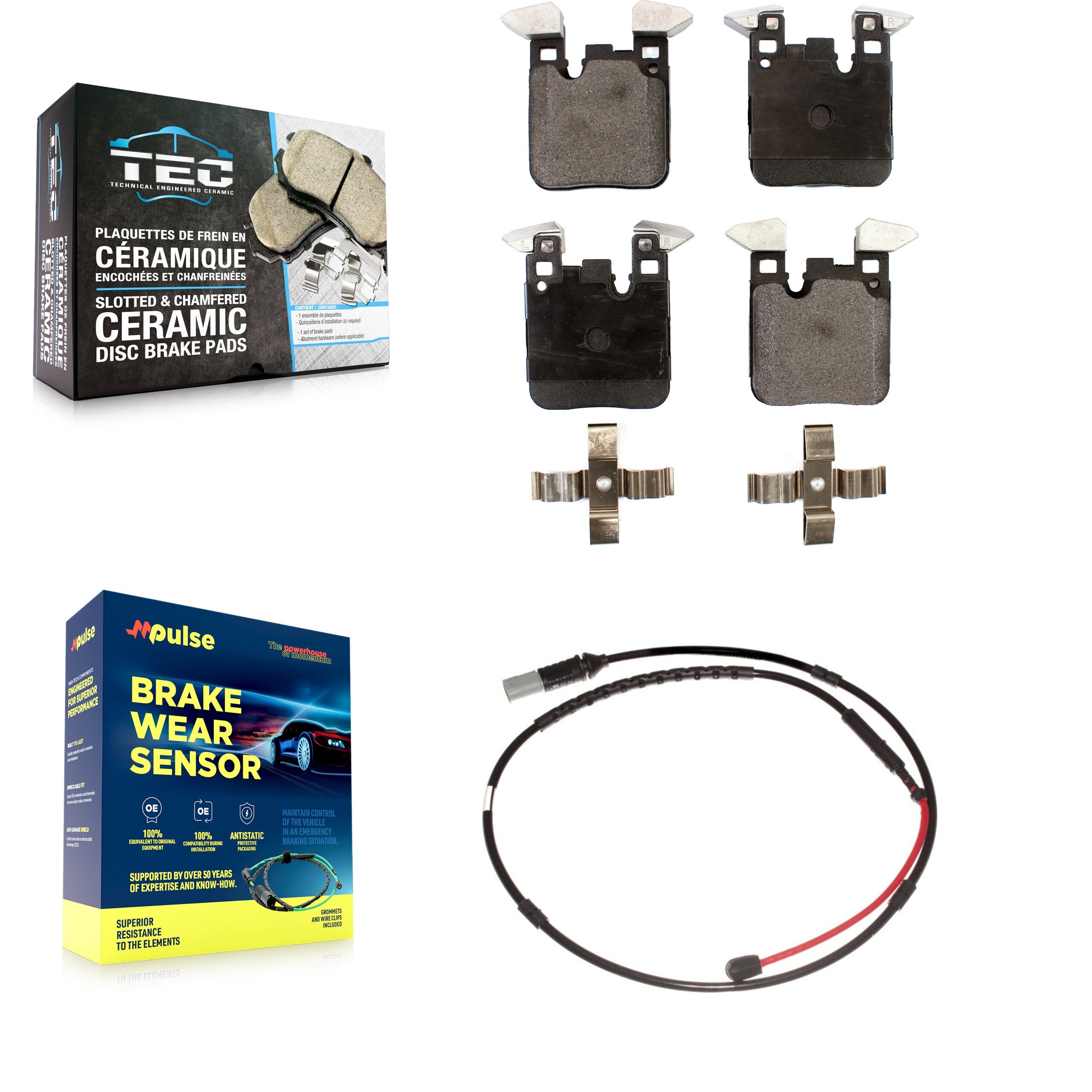 Rear Ceramic Disc Brake Pads And Wear Sensors Kit For BMW M3 M2 KTW-101164