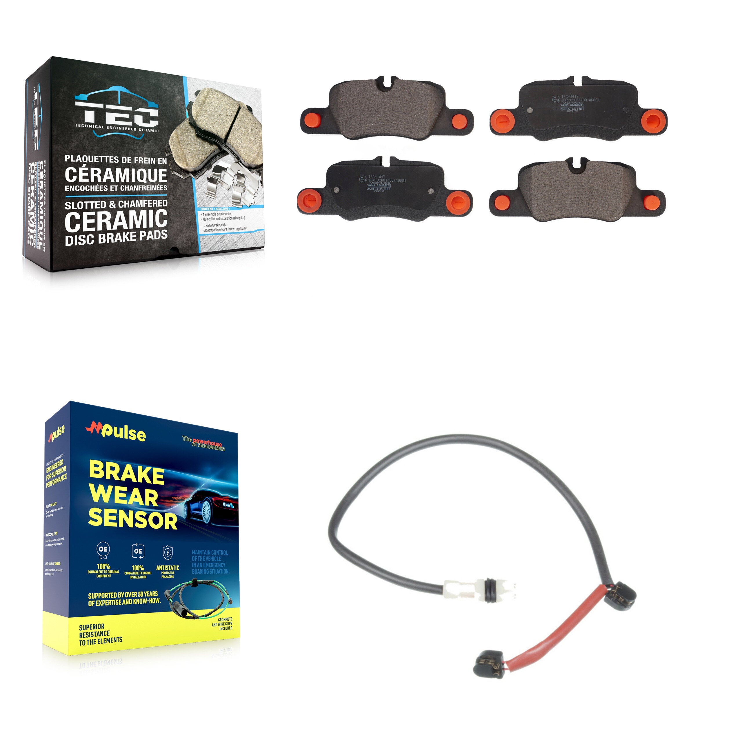 Rear Ceramic Brake Pad Wear Sensor Kit For 13 Porsche 911 3.8L with Turbocharged