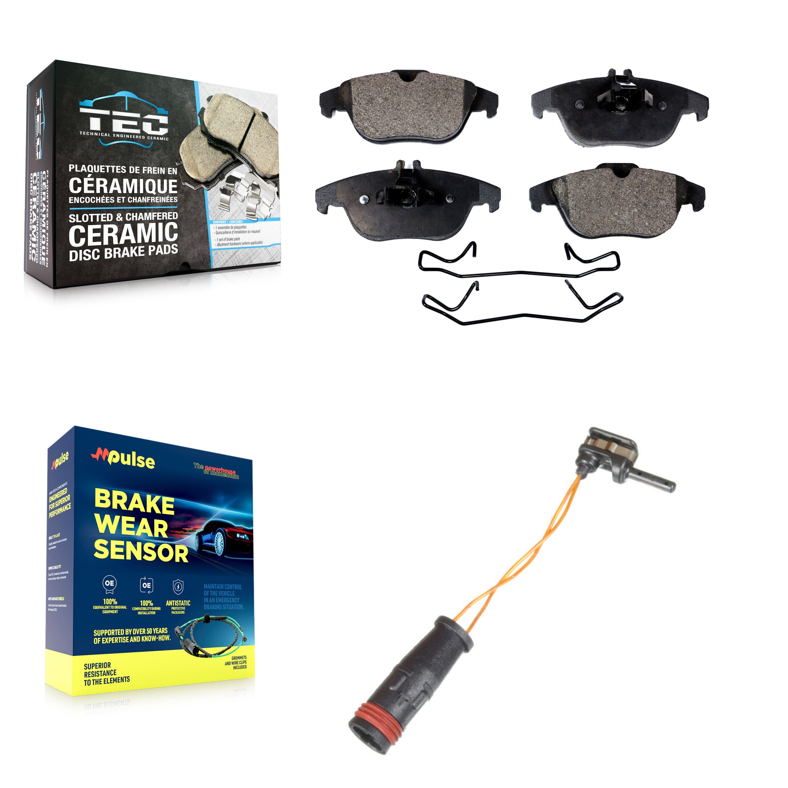 Rear Ceramic Brake Pad Wear Sensor Kit For Mercedes-Benz C300 GLK350 GLK250 E350