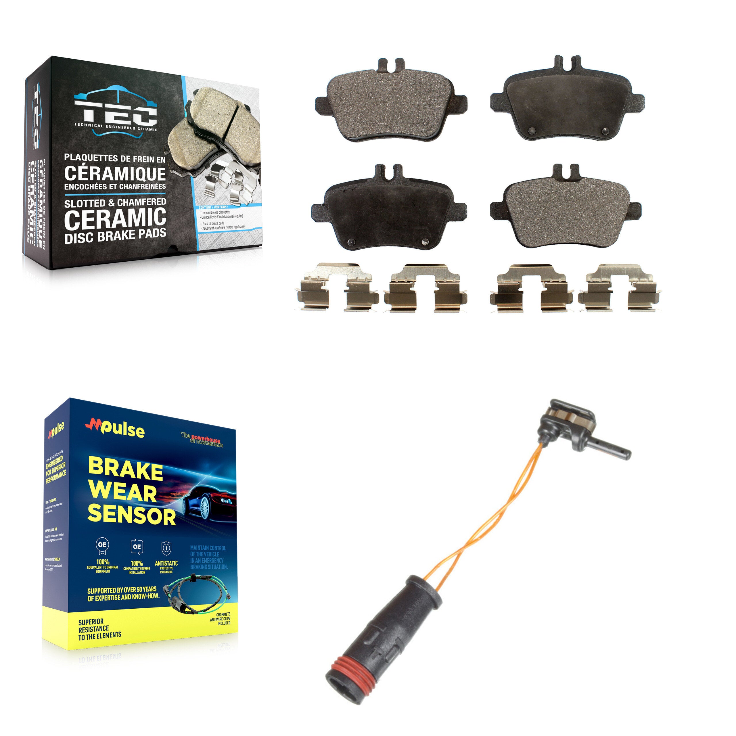 Rear Ceramic Disc Brake Pads And Wear Sensors Kit For Mercedes-Benz SLK350