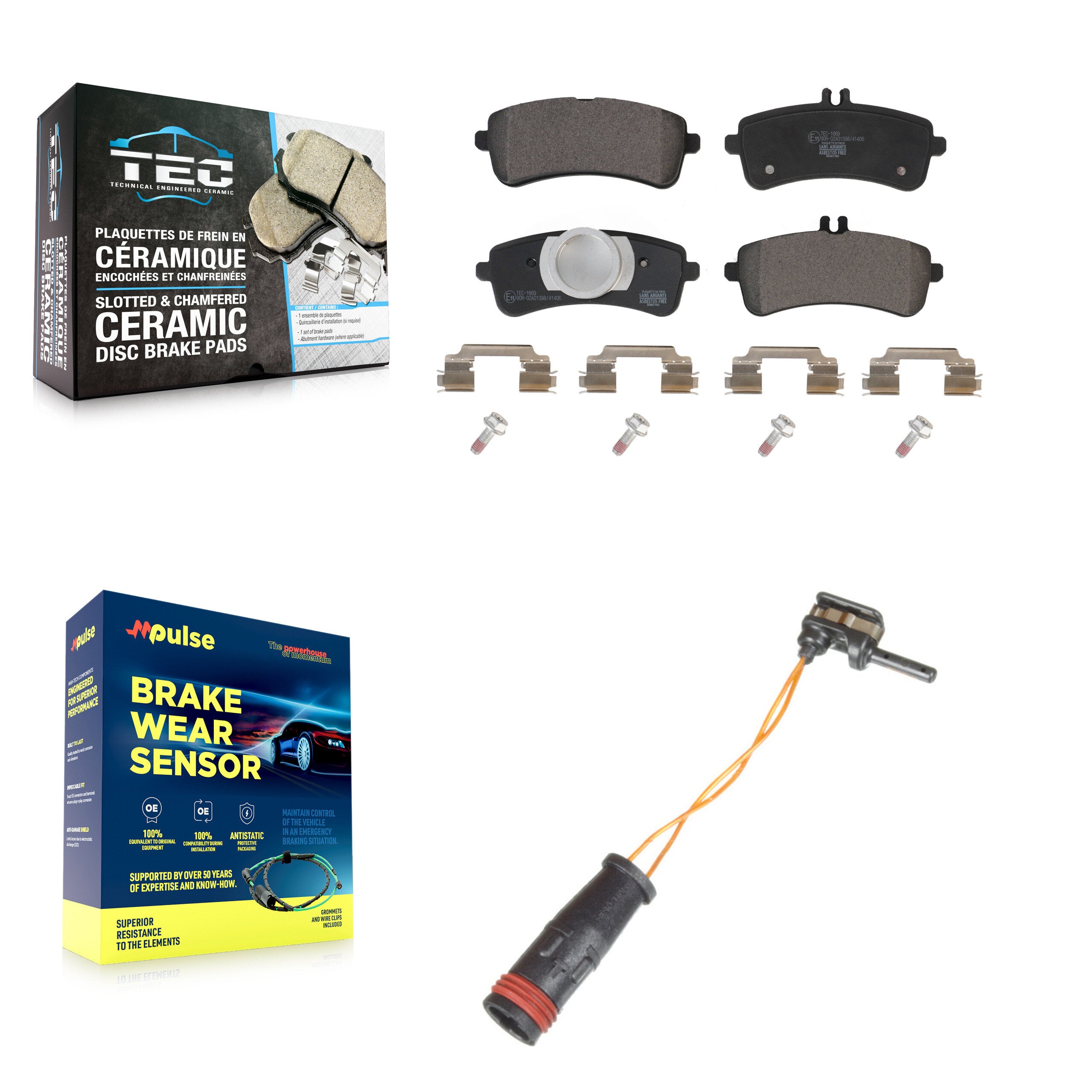 Rear Ceramic Brake Pad & Wear Sensor Kit For Mercedes-Benz S63 AMG SL63 S65 SL65