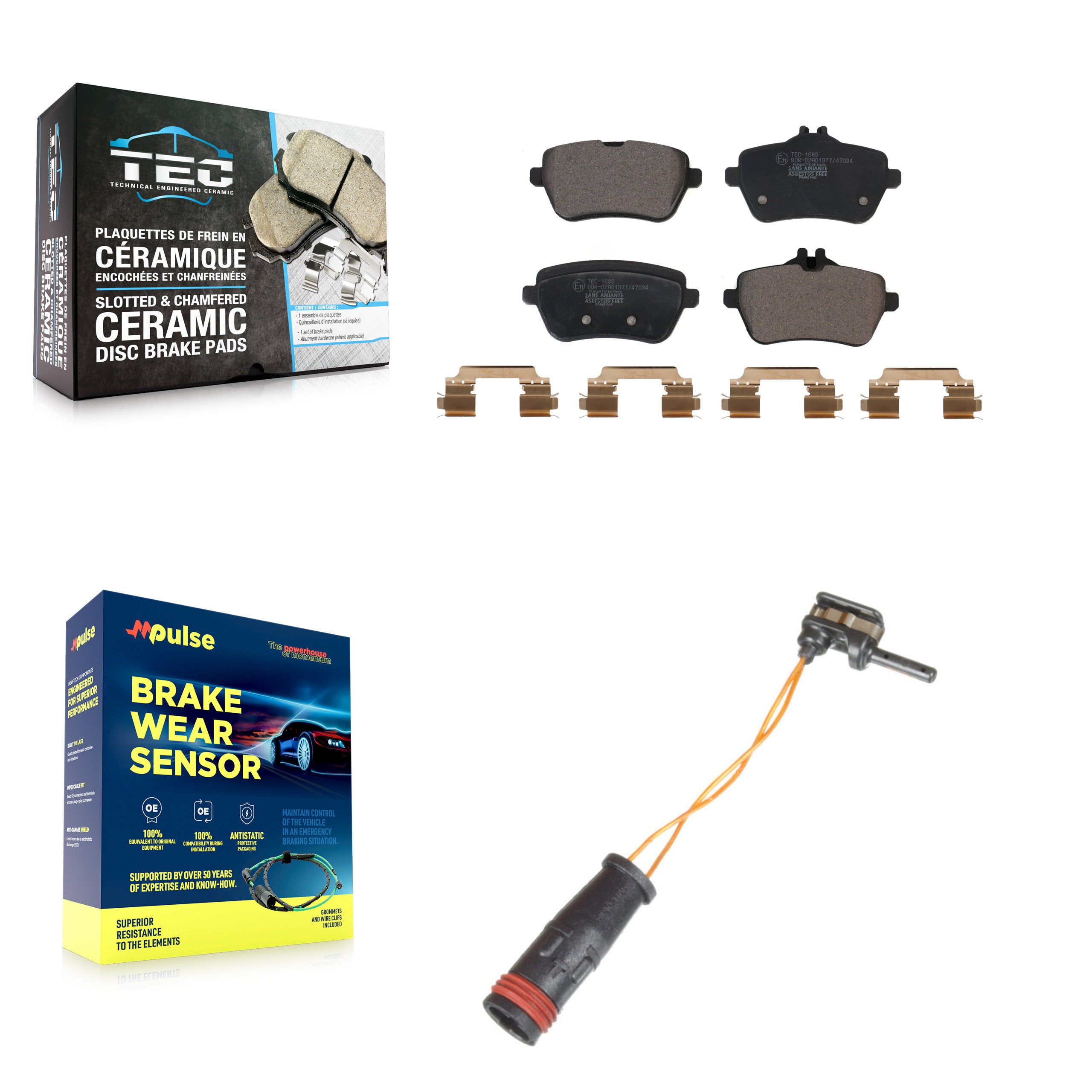 Rear Ceramic Brake Pads & Wear Sensor Kit For Mercedes-Benz S550 S560 SL450 S450