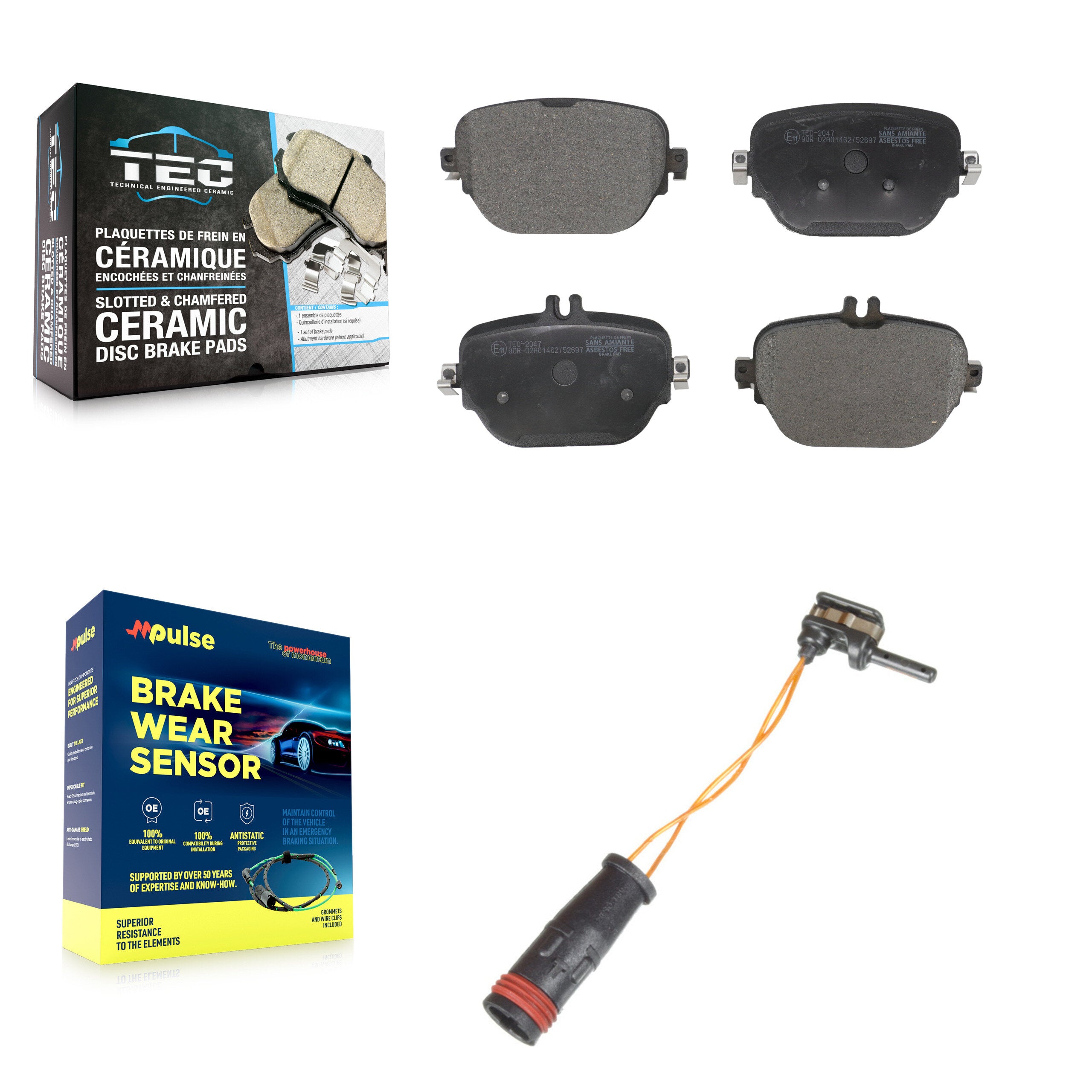 Rear Ceramic Disc Brake Pad And Wear Sensor Kit For Mercedes-Benz E63 AMG S 4.0L