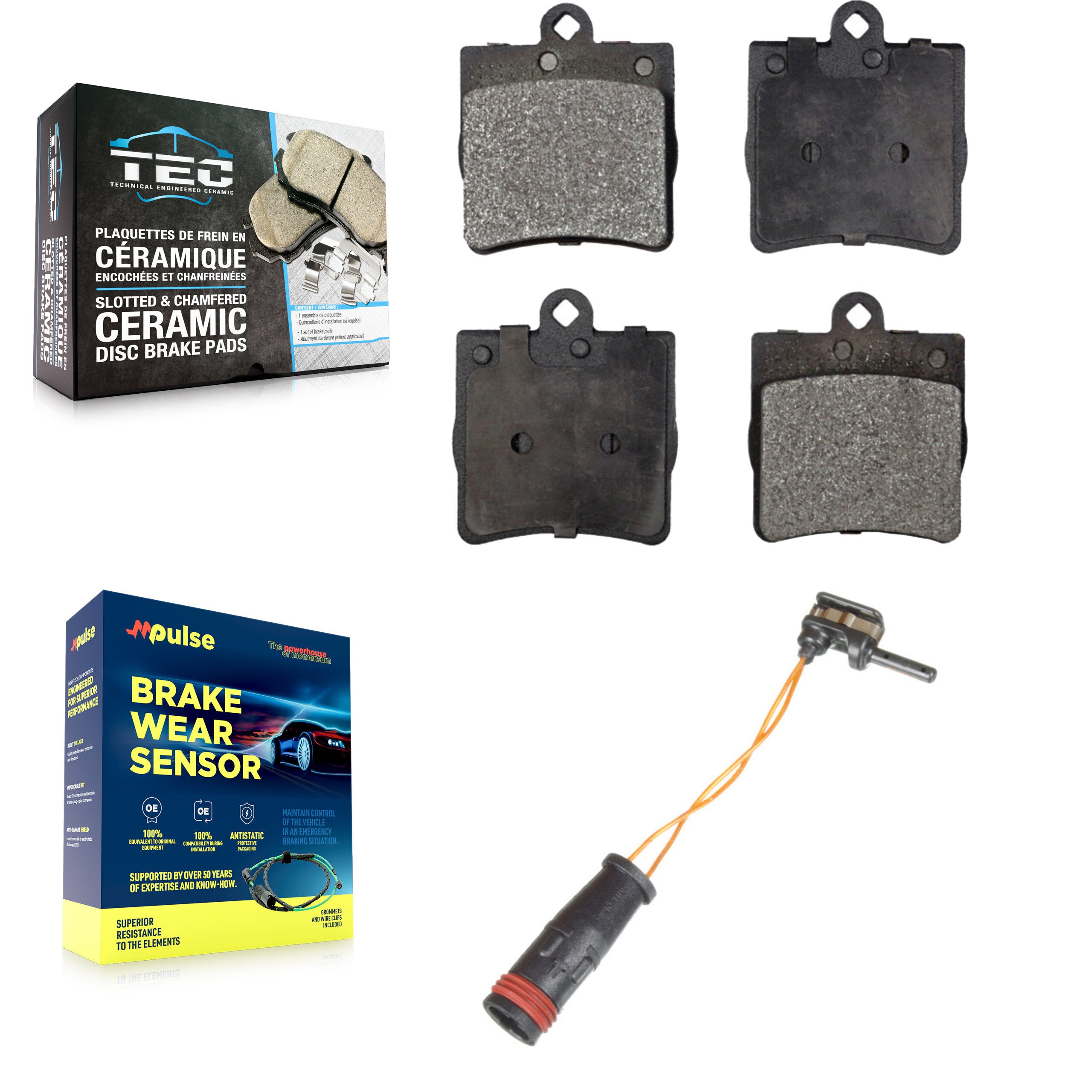 Rear Ceramic Disc Brake Pads And Wear Sensors Kit For Mercedes-Benz C230 C240