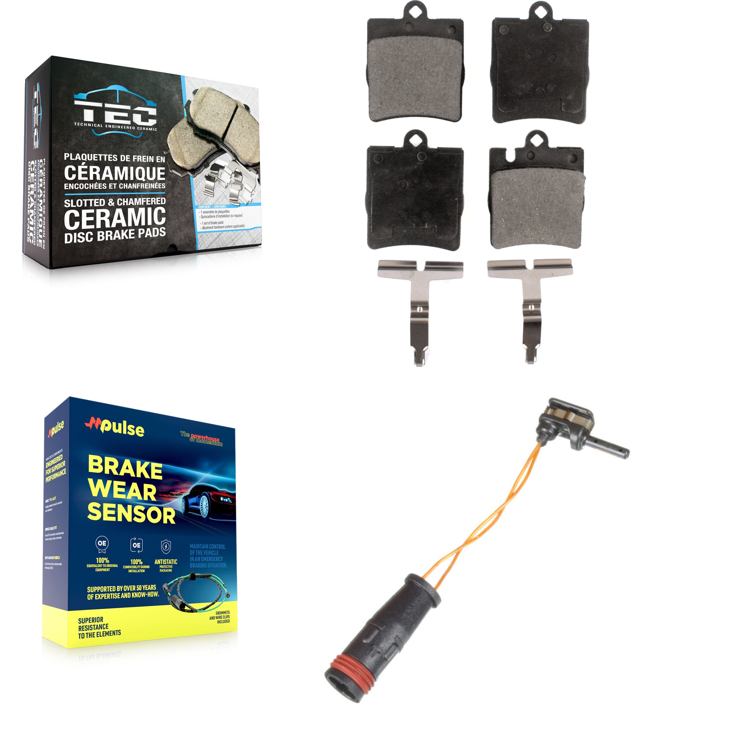 Rear Ceramic Brake Pad Wear Sensor Kit For Mercedes-Benz SLK350 C230 C280 CLK320