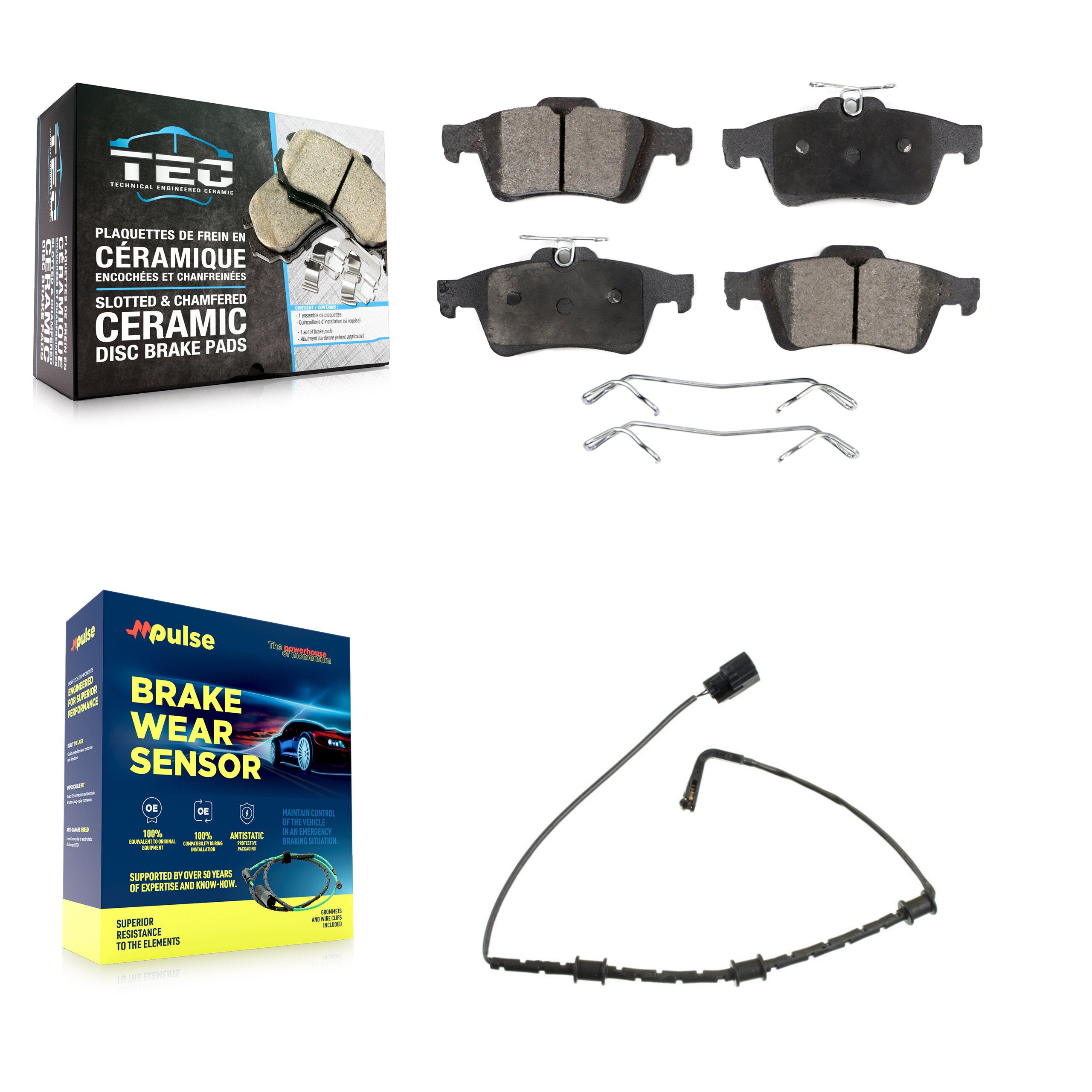 Rear Ceramic Disc Brake Pads And Wear Sensors Kit For Jaguar XJ From VIN #V90866