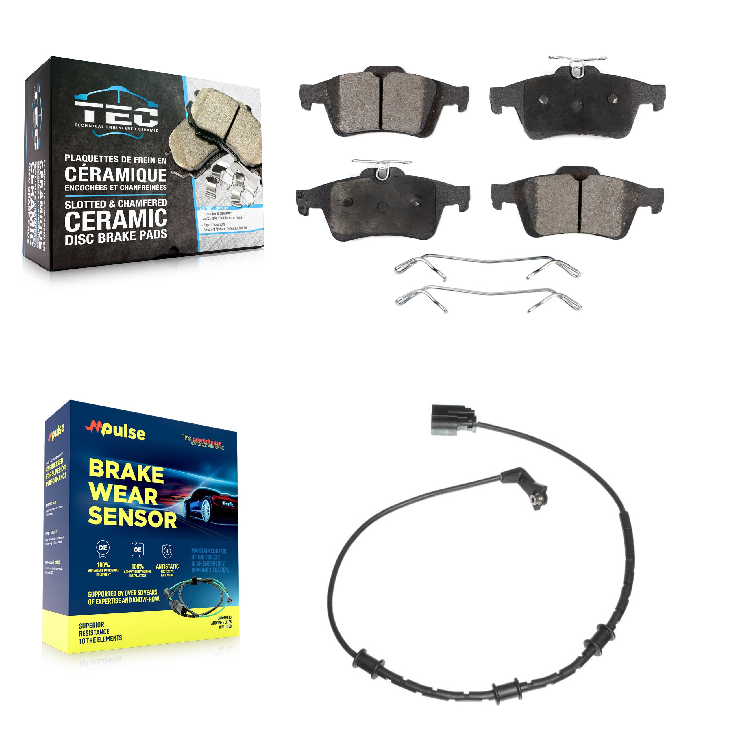 Rear Ceramic Disc Brake Pads And Wear Sensors Kit For Jaguar XF XJ XK XKR