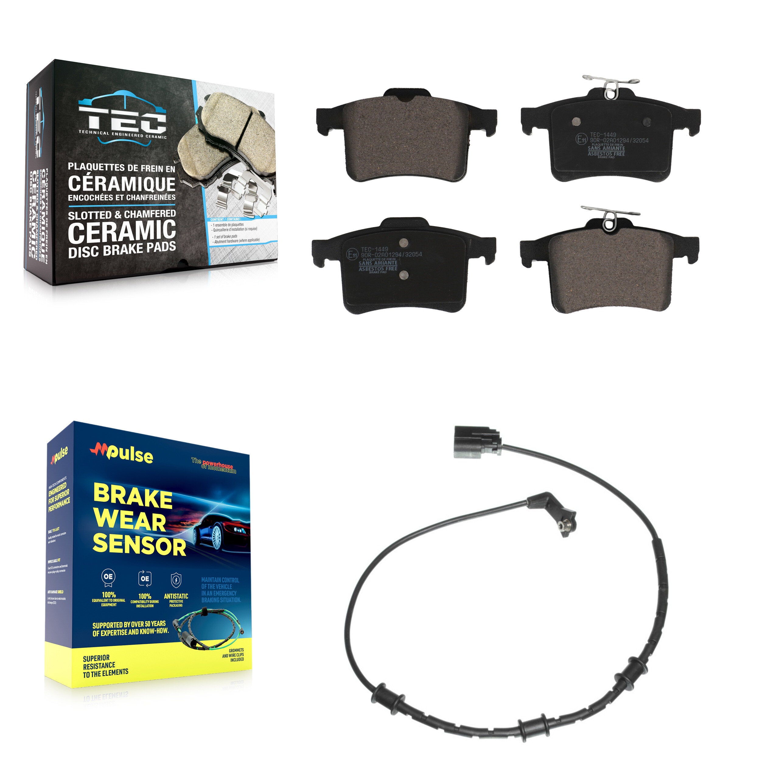 Rear Ceramic Disc Brake Pad & Wear Sensor Kit For Jaguar XF XJ XFR XKR XFR-S XJR