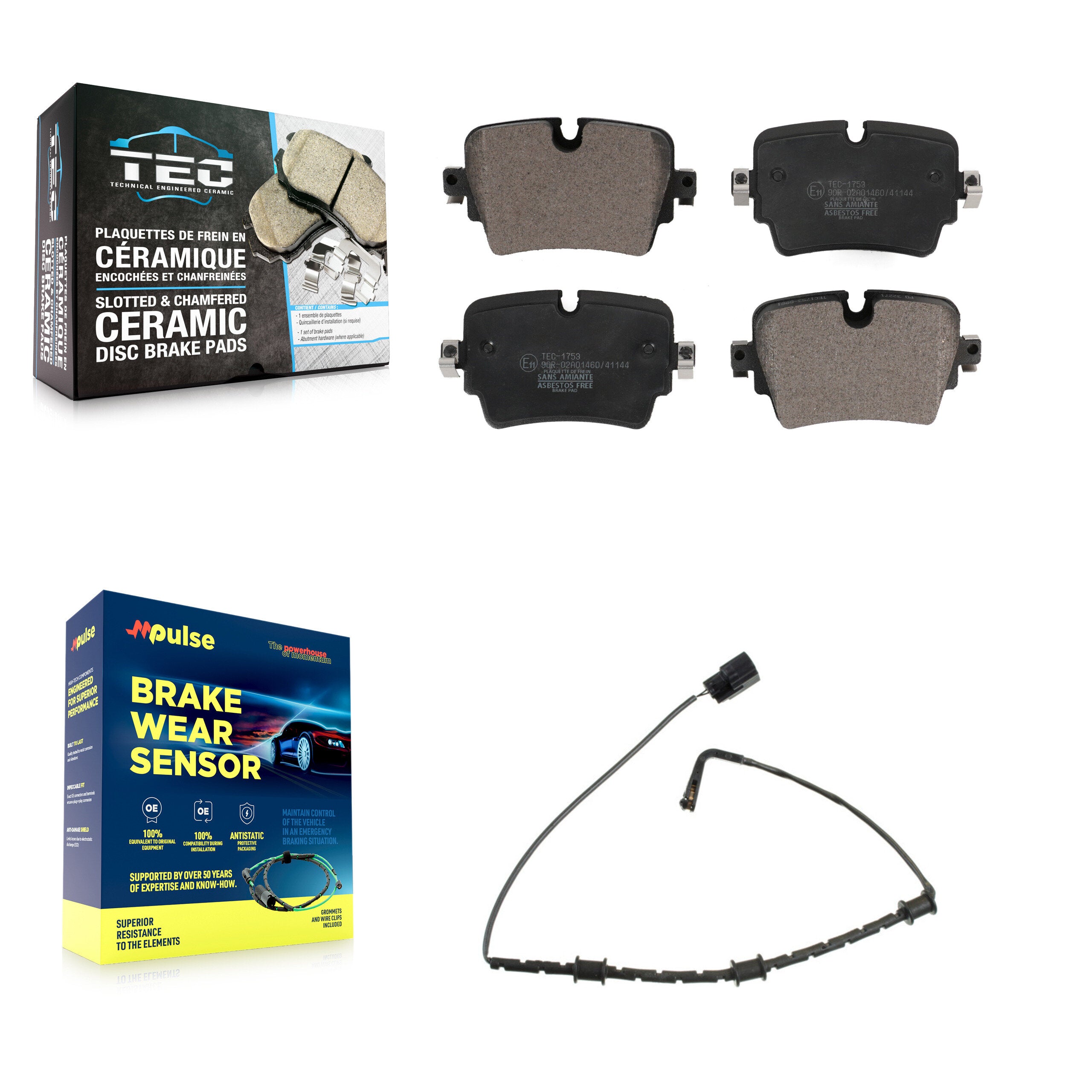 Rear Ceramic Disc Brake Pads And Wear Sensors Kit For Jaguar XJ XJR575